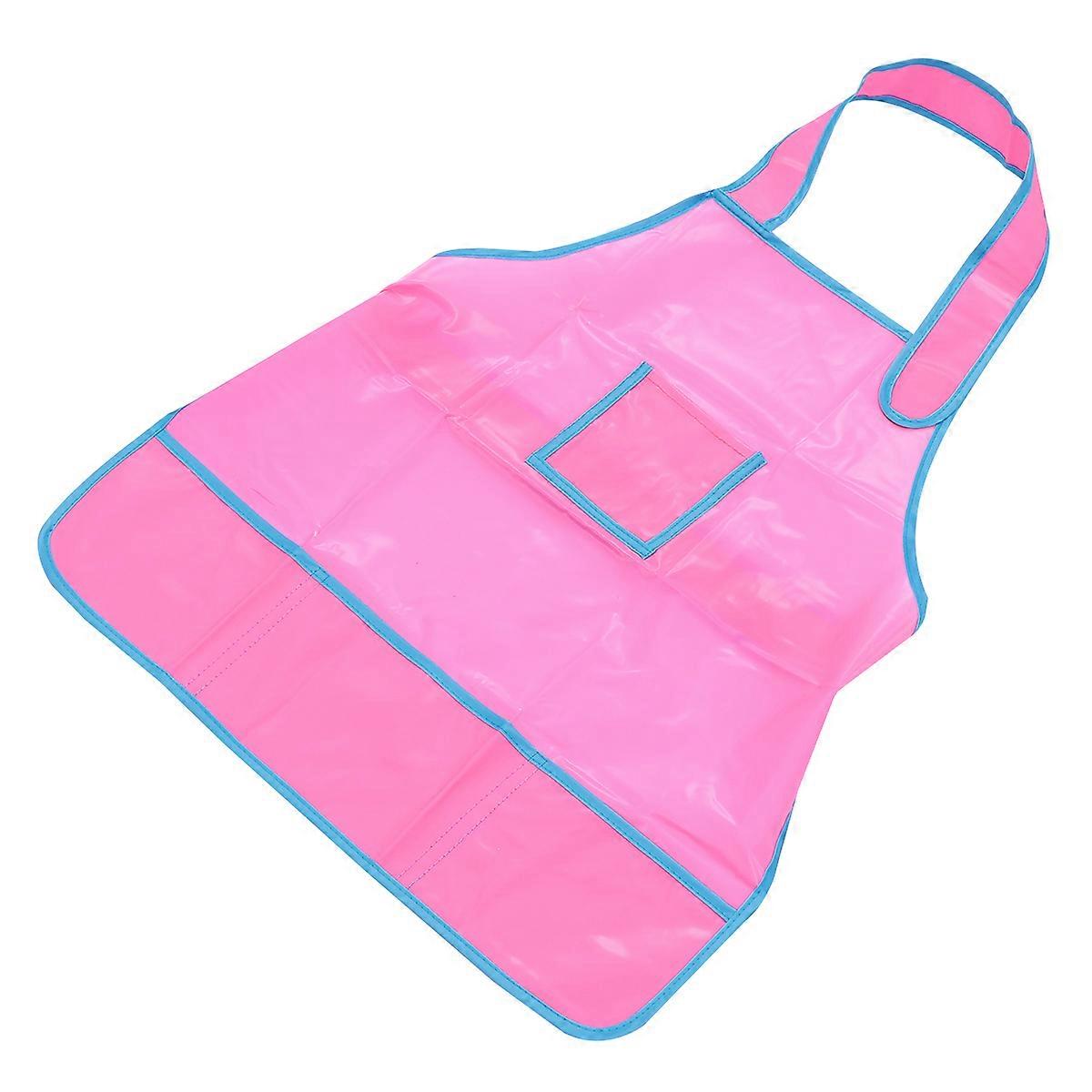 Children Kids Art Craft Apron Smock Painting Apron Student Art Baking Apron Drawing Apron (Pink)