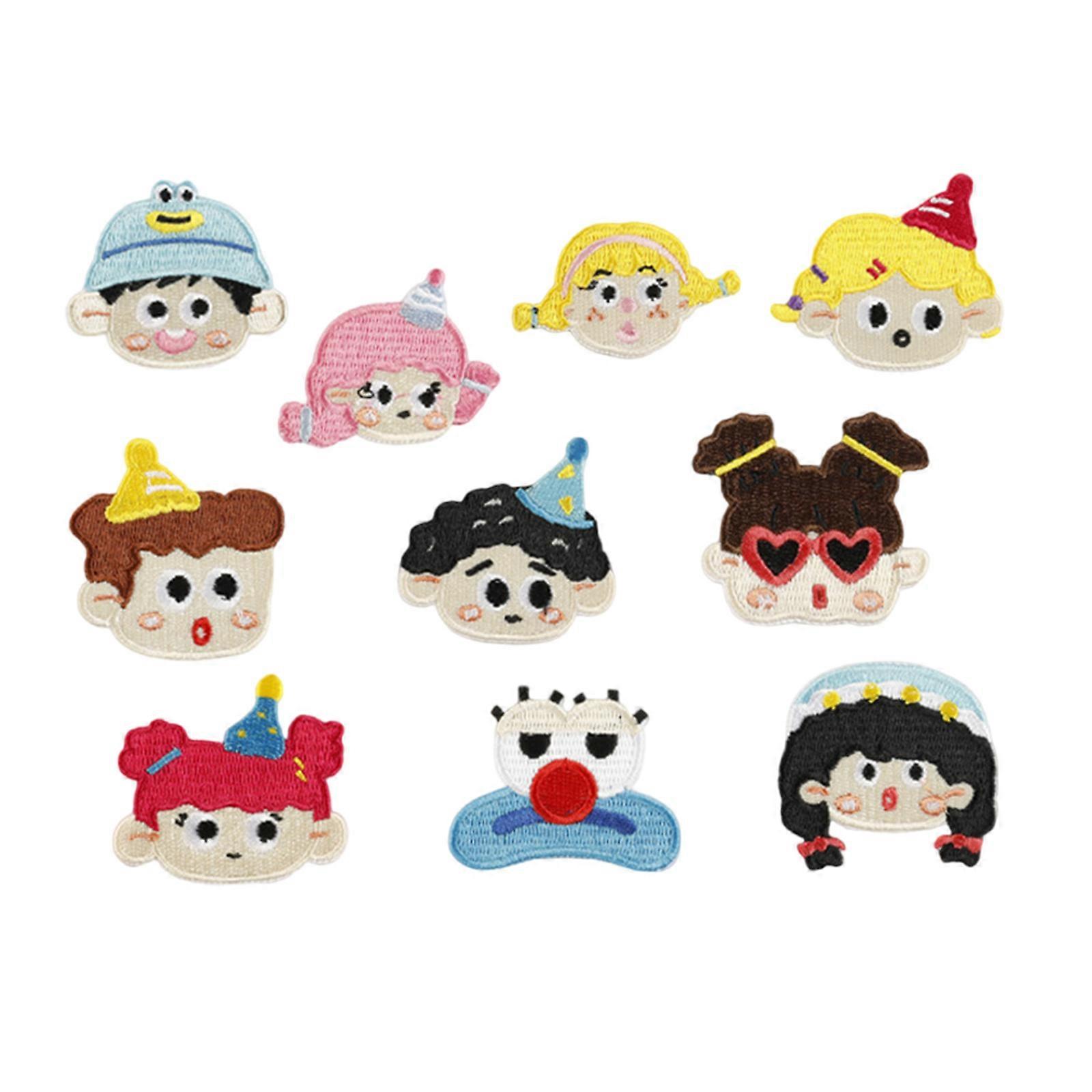 Adhesive Embroidery Patches Set 10 Assorted Styles For Jackets Hats Crafting Supplies Multicolor