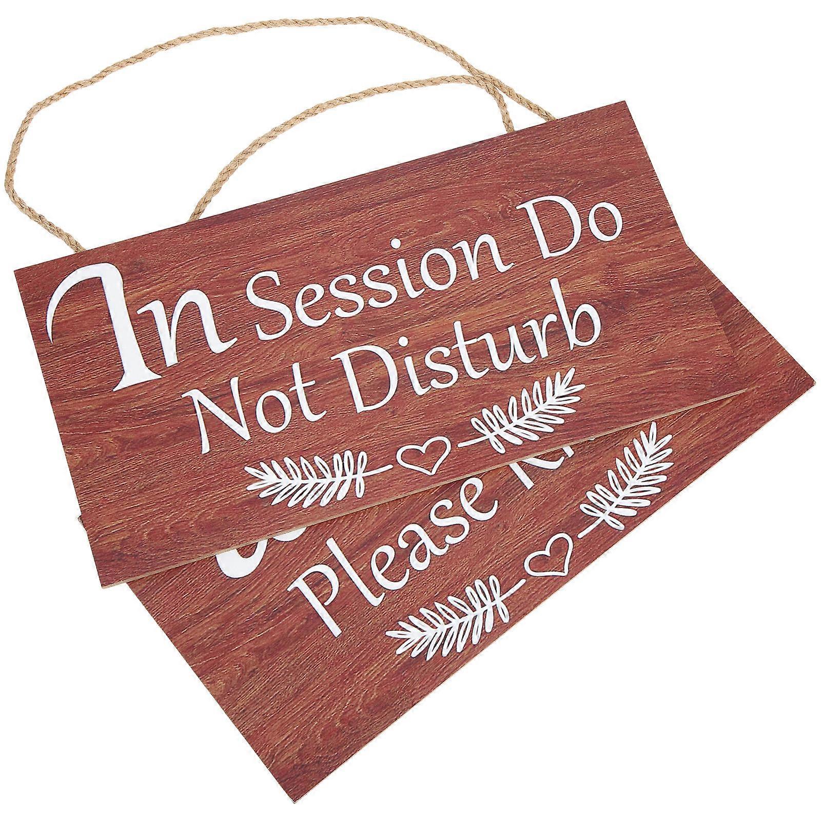 In Session Do Not Disturb Wooden Door Sign for Office Reversible 1 Set