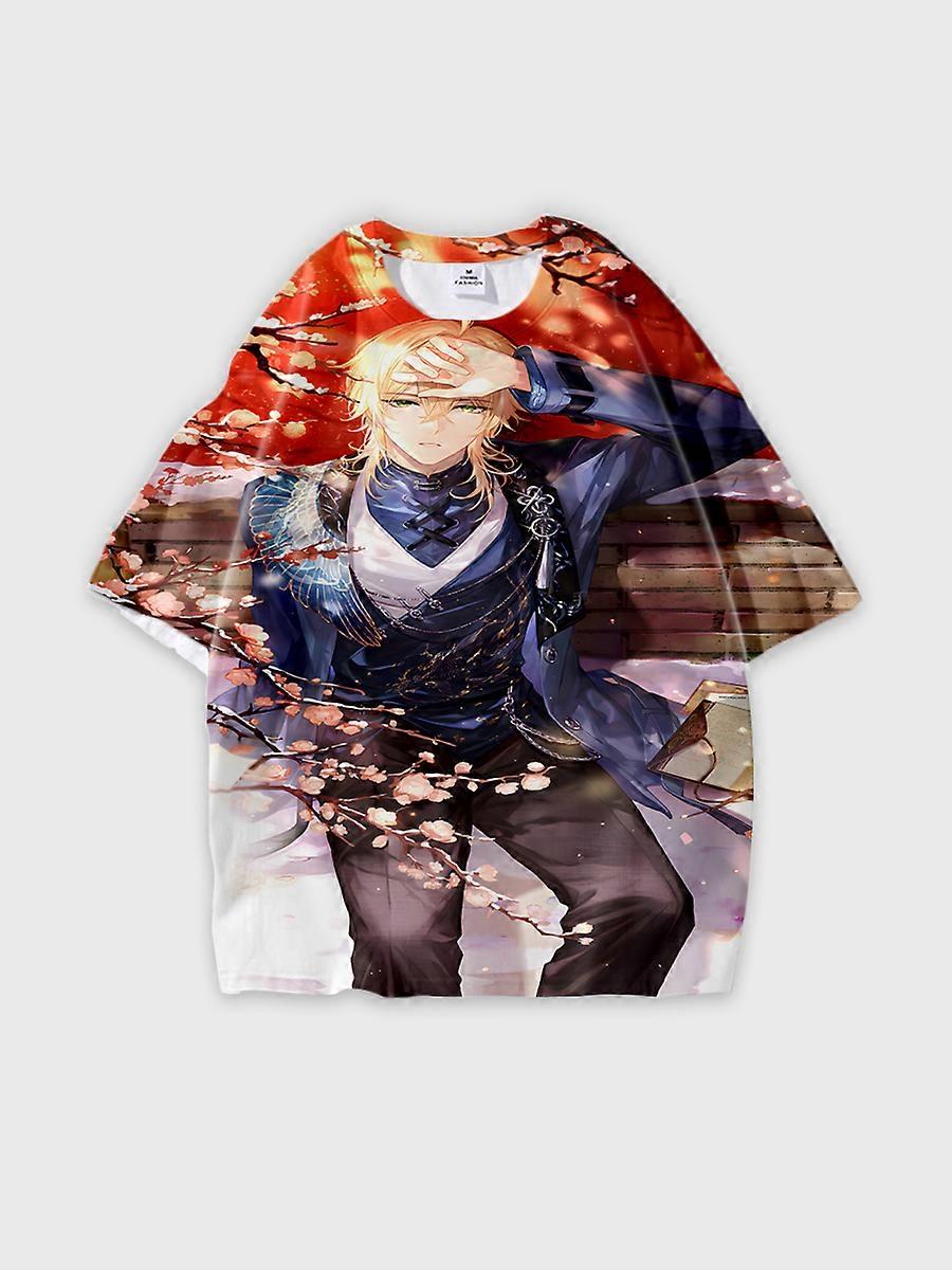 T-shirt round neck Role Pattern loose short sleeve E2194