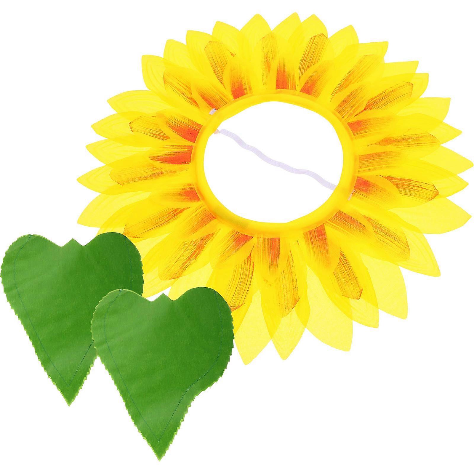 Cosplay Sunflower Headgear With Gloves Assorted Color Performance Props 1Set