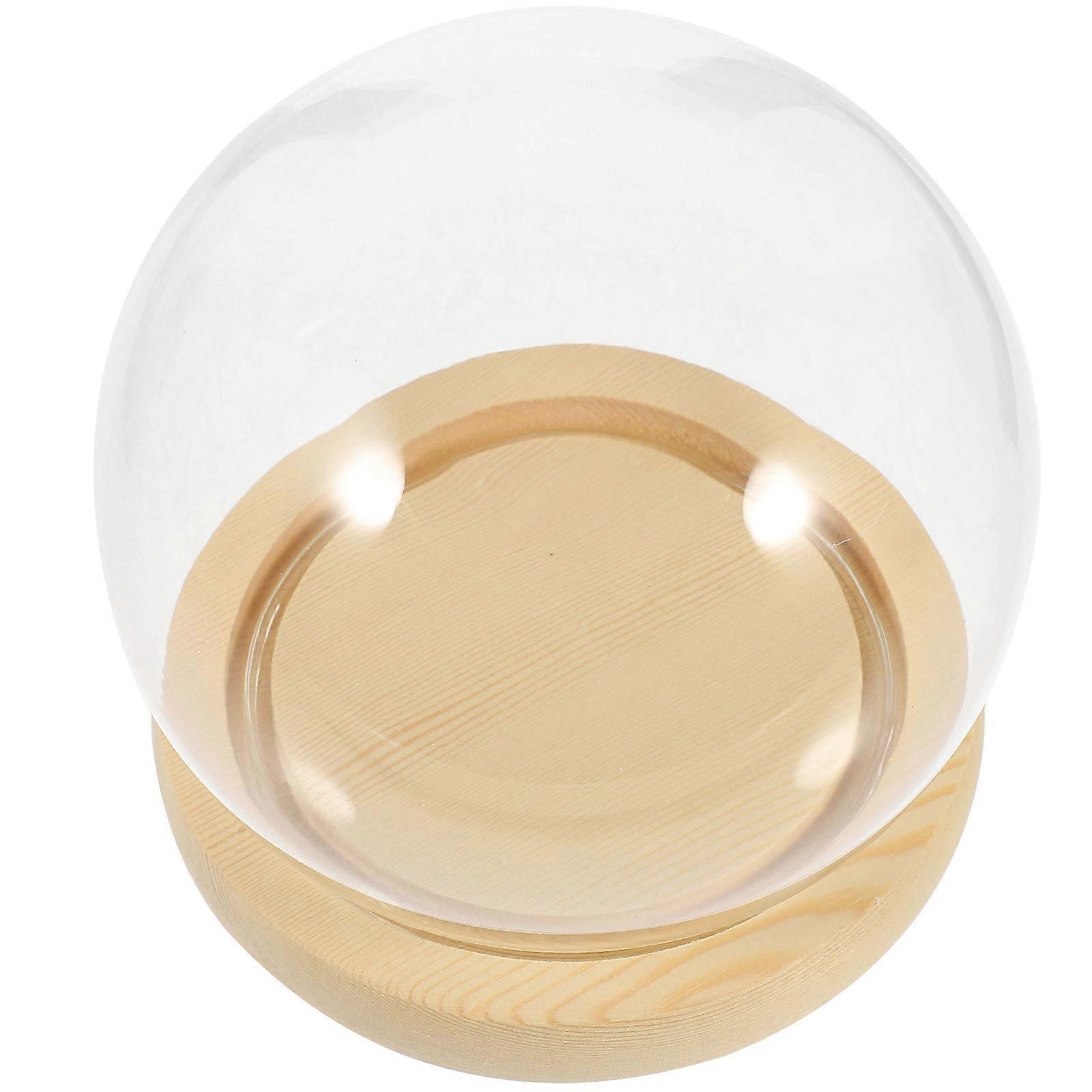 الورود المحفوظة قبة زجاج عرض غطاء قبة بسيط واضح نمط كروي الشكل متلقي الهدايا 12X12X11CM 1 مجموعة