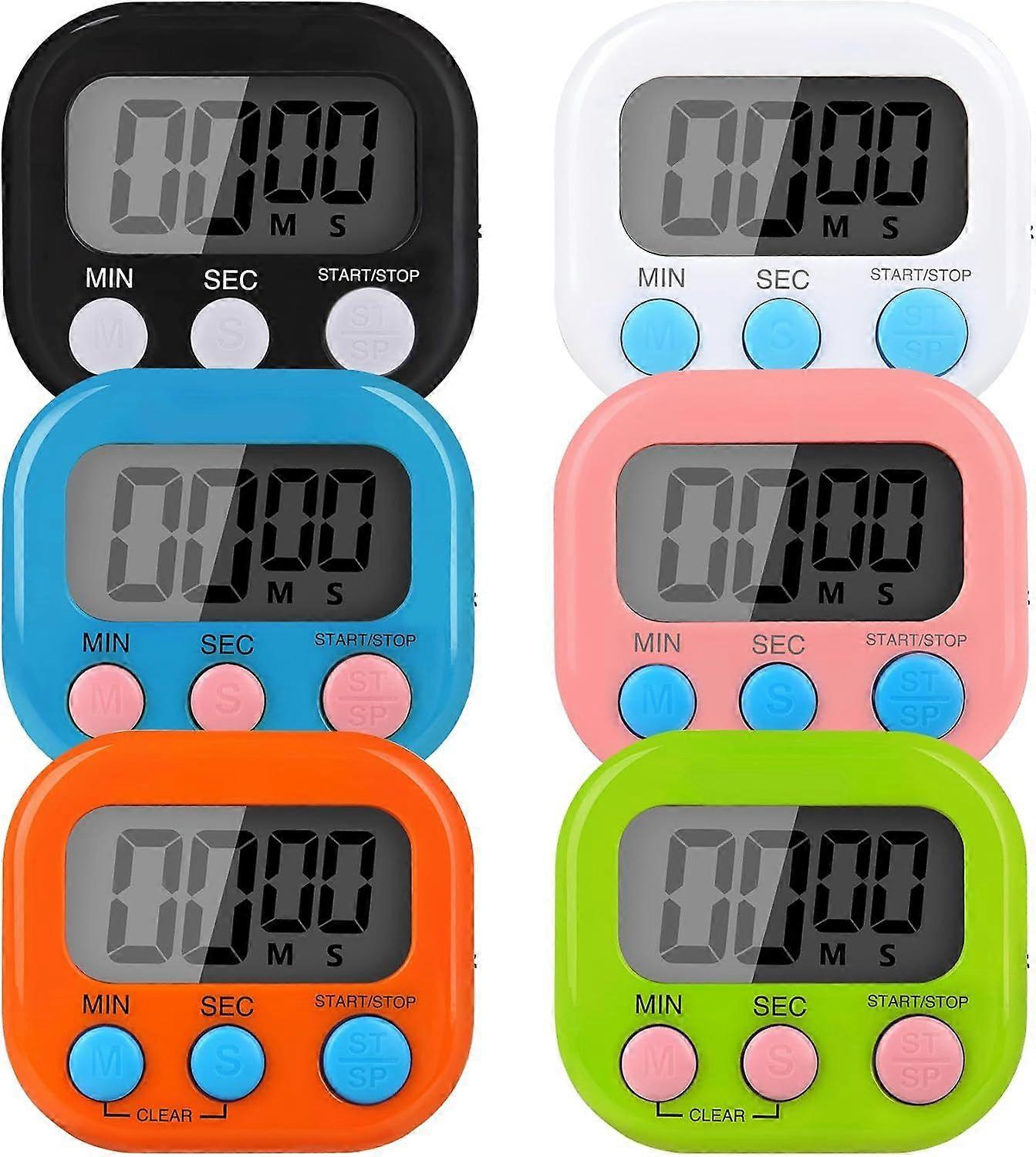 2025 Newest 6-pack Multi-function Electronic Timer, Colorful Kitchen Timer