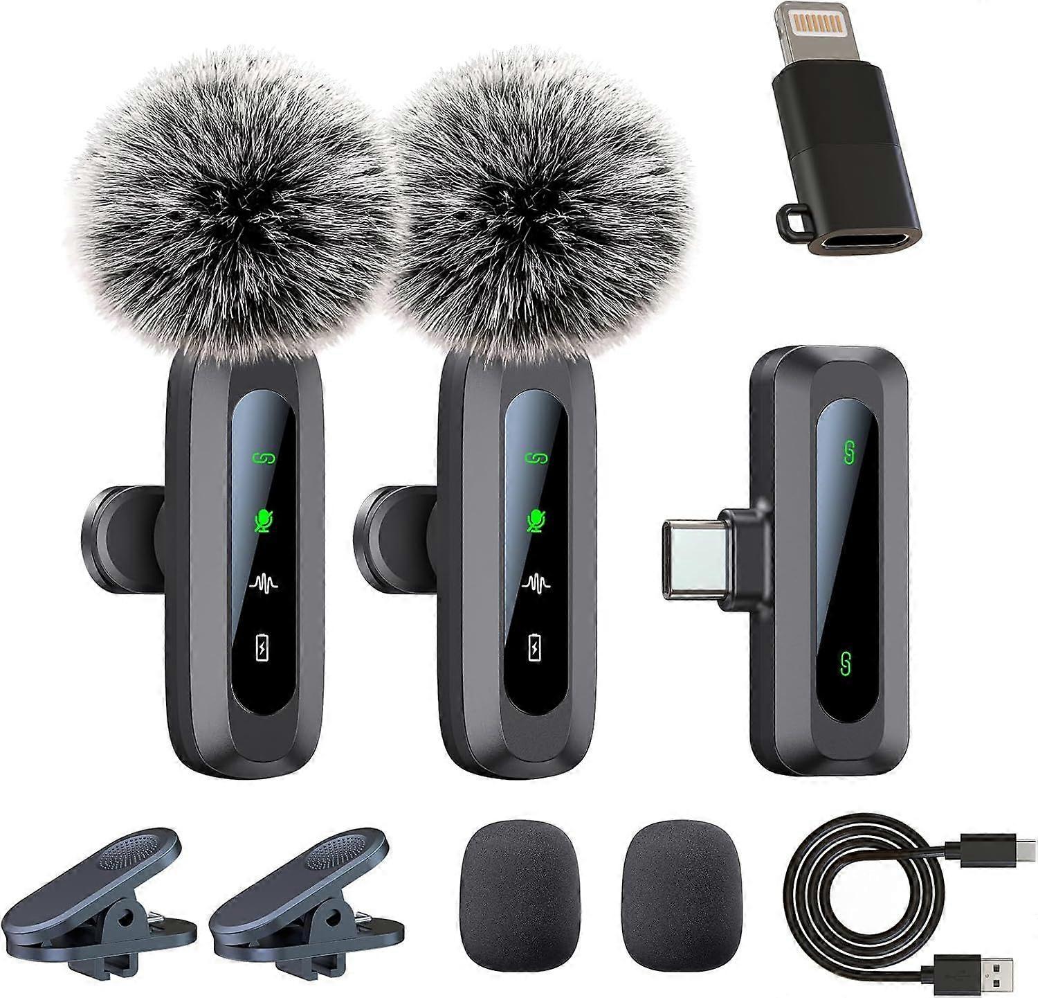 Wireless Lavalier Microphone, Microphone for iPhone with USB-C Plug, Mini