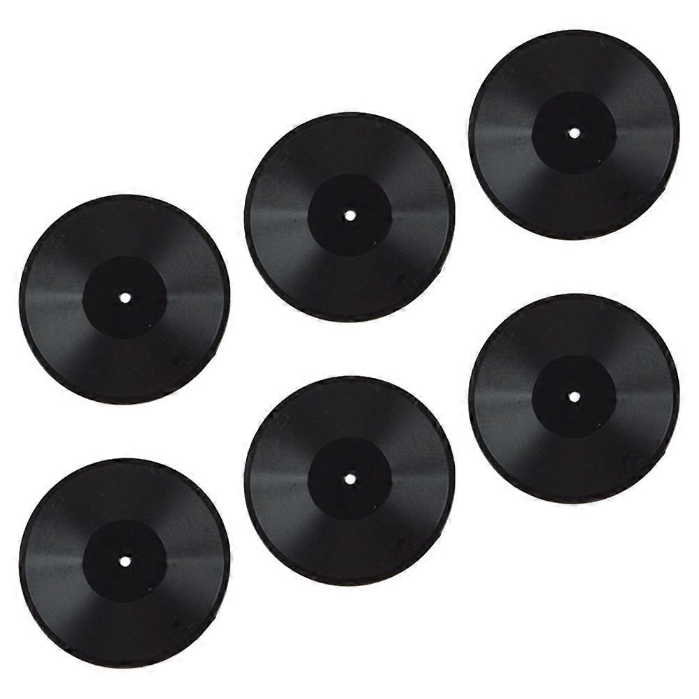 Miniature Vinyl Records for Decoration in Black Plastic 6pcs Craftsmanship