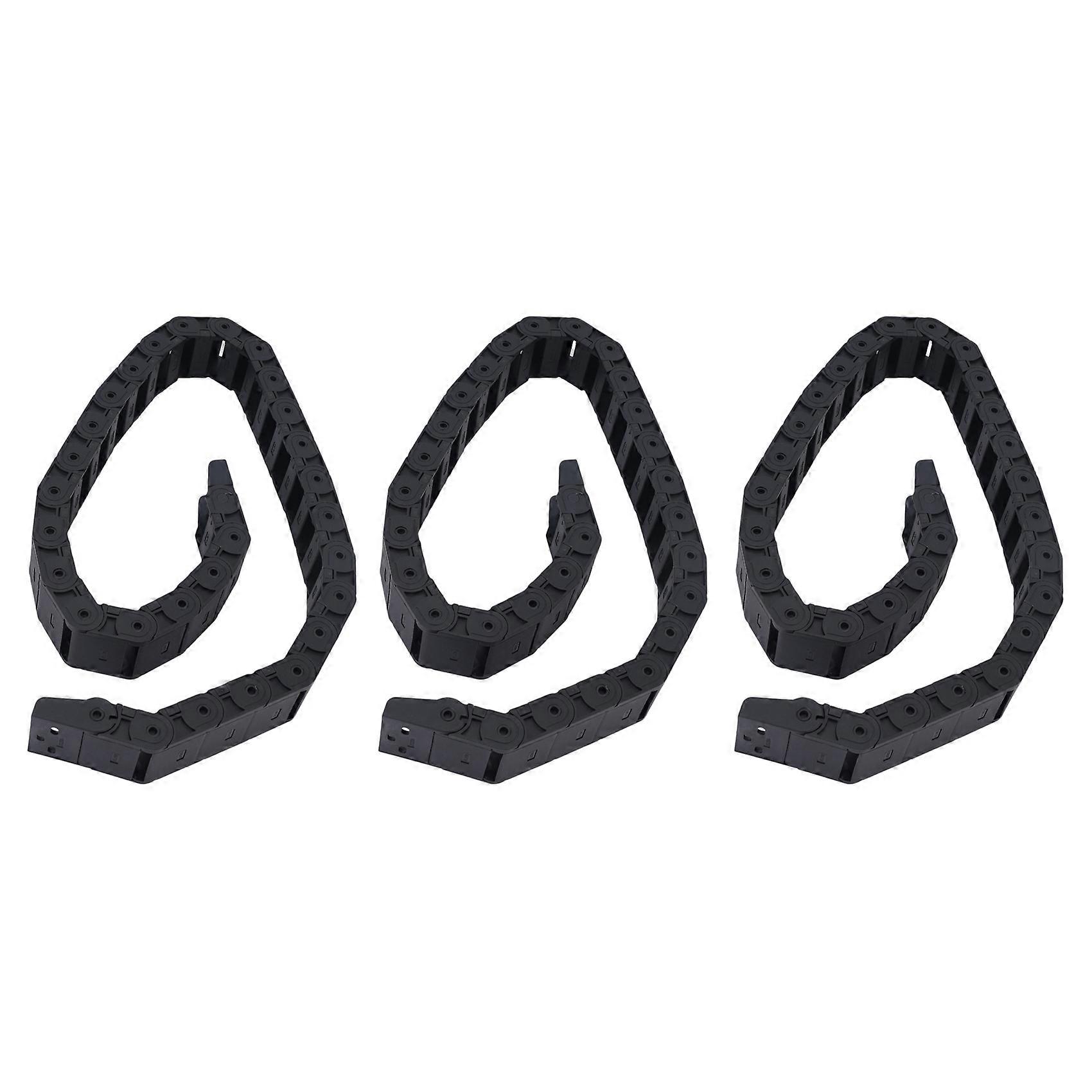 3X 18mm x 37mm Black Flexible Semi Enclosed Cable Drag Chain 1M 39.4Inch