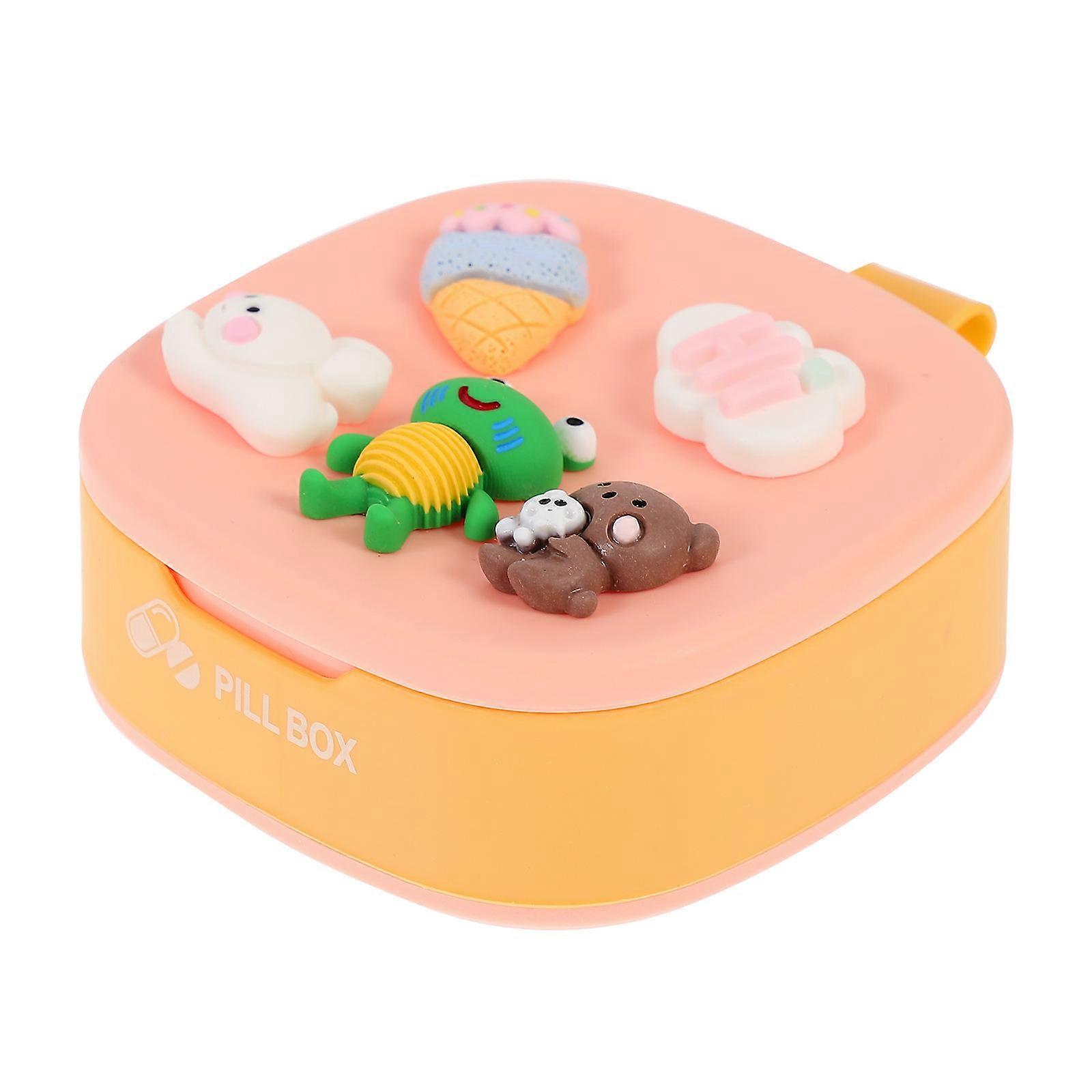 Mini Pill Box Waterproof Weekly Organizer with Multi Compartments 1Pcs Pink