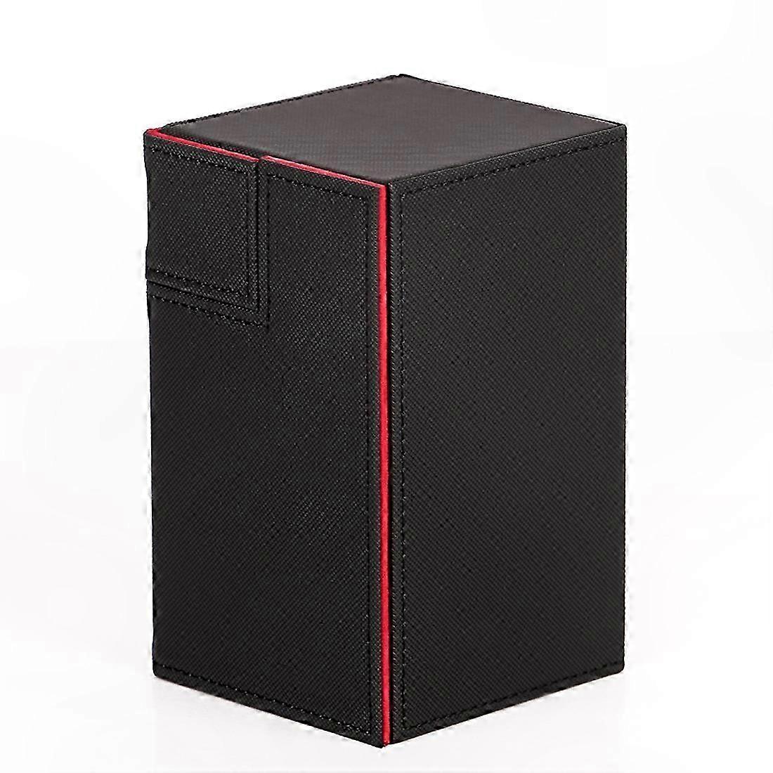 Deck Box for 100+ Cards, Black & Red, Compatible with Various Card Games