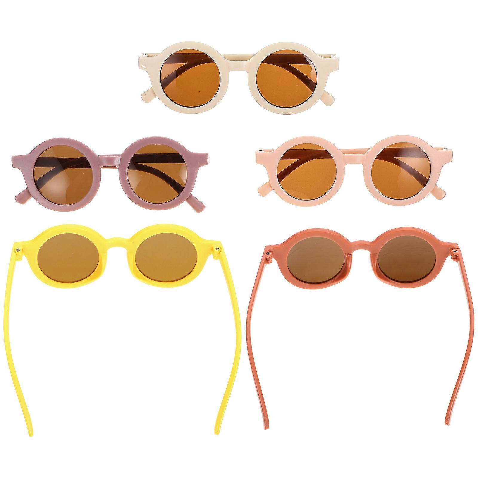 Colorful Design 5 Pairs Kids Eyeglasses Party Props Round Frame Suitable for Family Events and Festive Gatherings