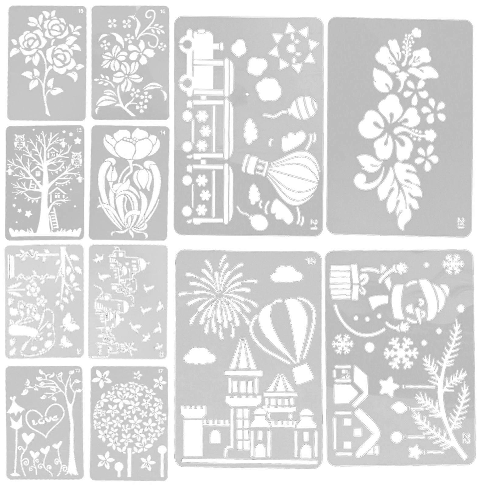 Reusable Drawing Stencil Template For Featuring White Color For Wall Art Home Decorations 1 Set