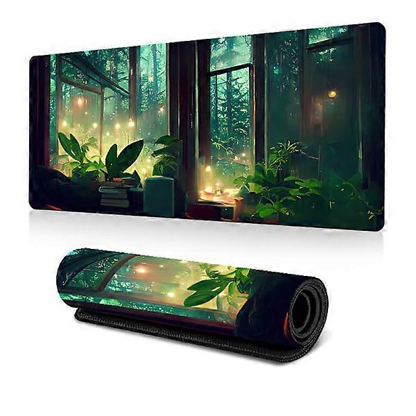 Green Plant Large Computer Desk Mouse Pad (300 X 800 X 3 Mm)