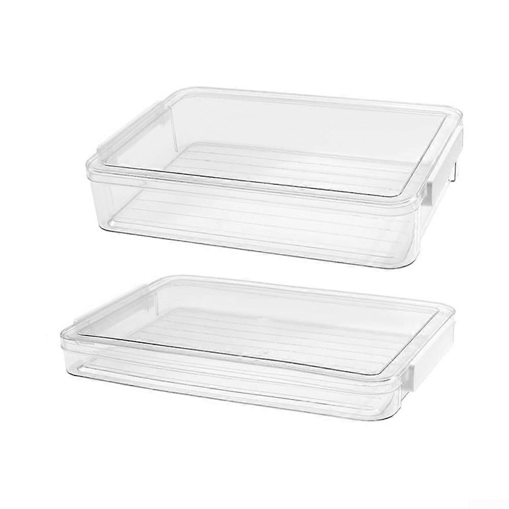 Desk Storage Box With Lid, Transparent Paper Container, Stackable Organizer For Office And Home, Small Size