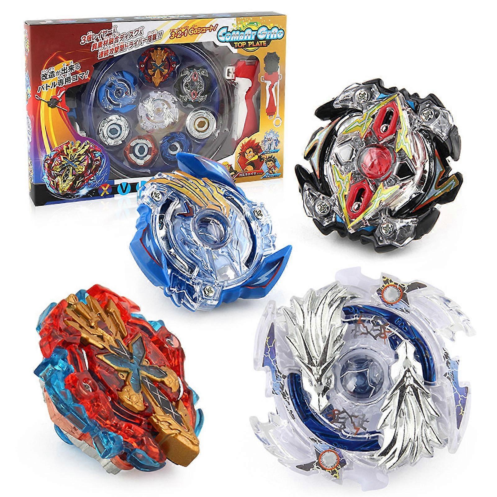 Gyro Toy Set 4 in 1 Excellent nce Strong Impact Resistance Battling Top with Handle Launcher Stadium Blue