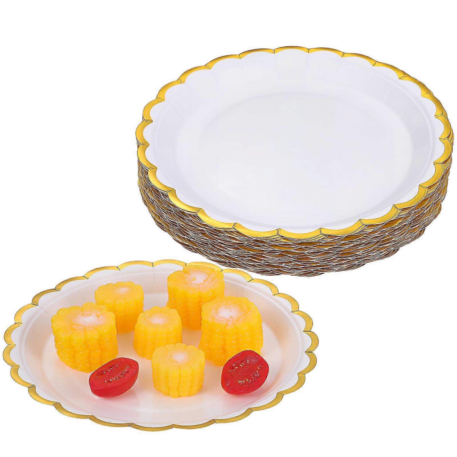 Party Supplies 50Pcs Large Capacity Paper Serving Plates Elegant Round Design Suitable For Appetizers And Desserts