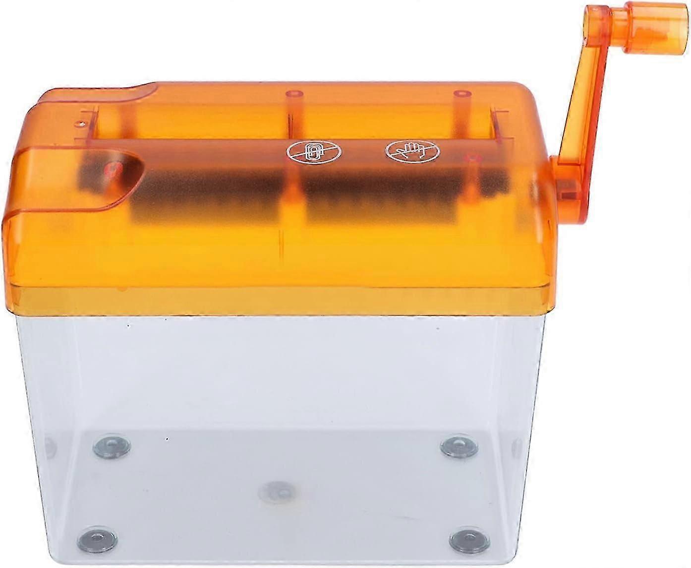 Manual Paper Shredder, Portable Manual Compact Structure Simple Operation Crank Shredder for Home Office(Orange)
