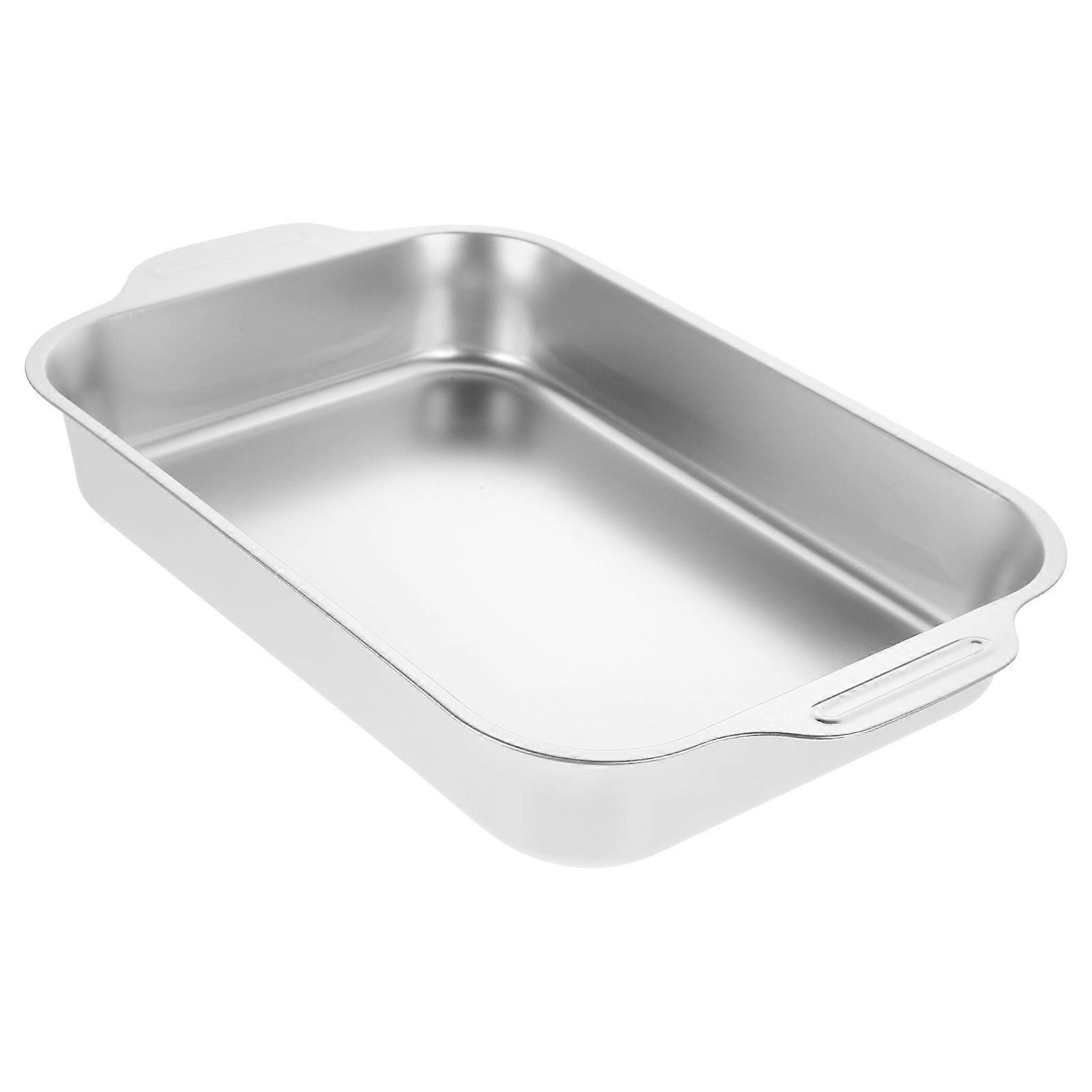 Stainless Steel Roasting Pan and Serving Tray for Fish and Grilled Foods 1 Set Rectangular Dish