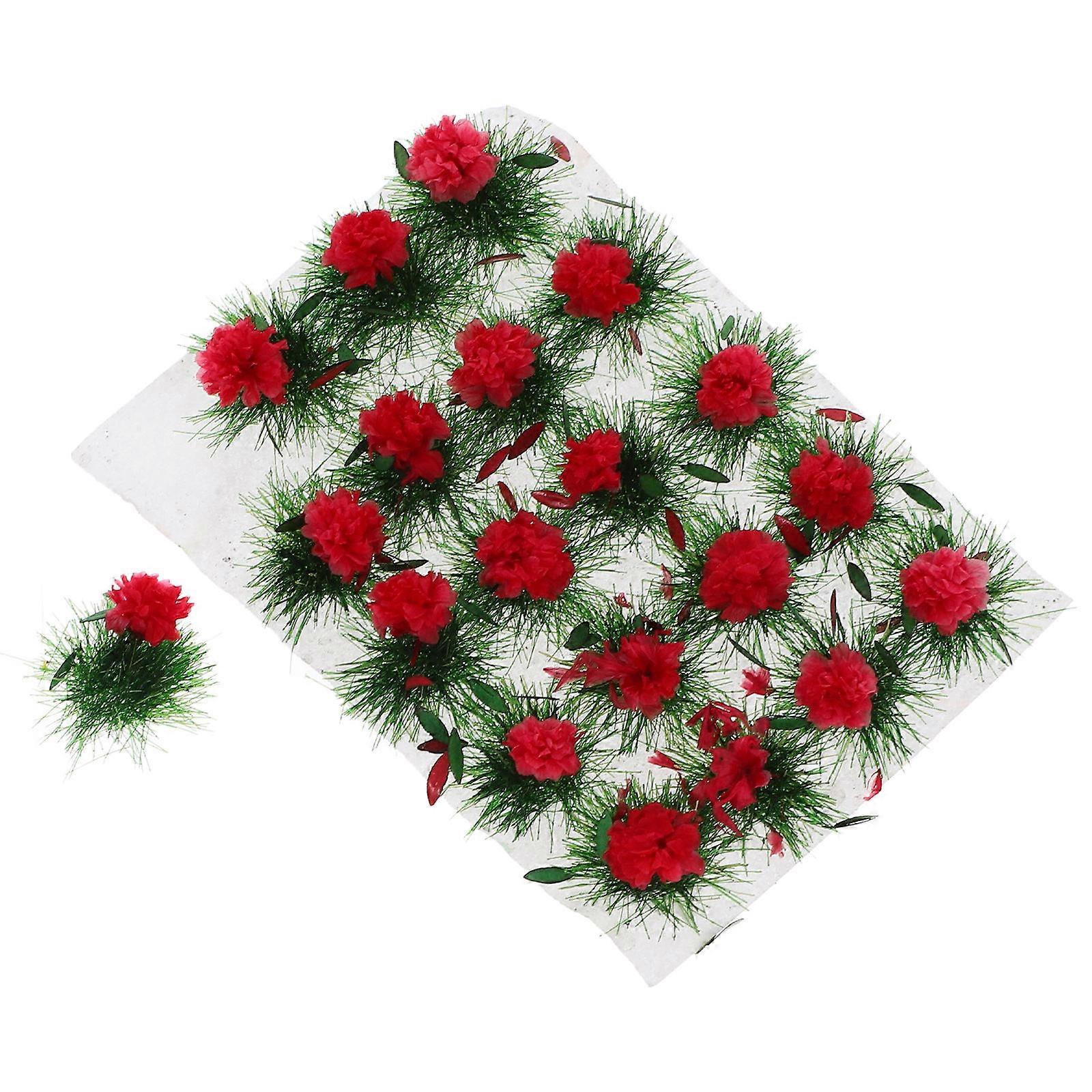 Simulation Flower Miniature Flower Cluster Ornament For Train Railway Landscaping Red Color Artistic Creation 20 Clusters