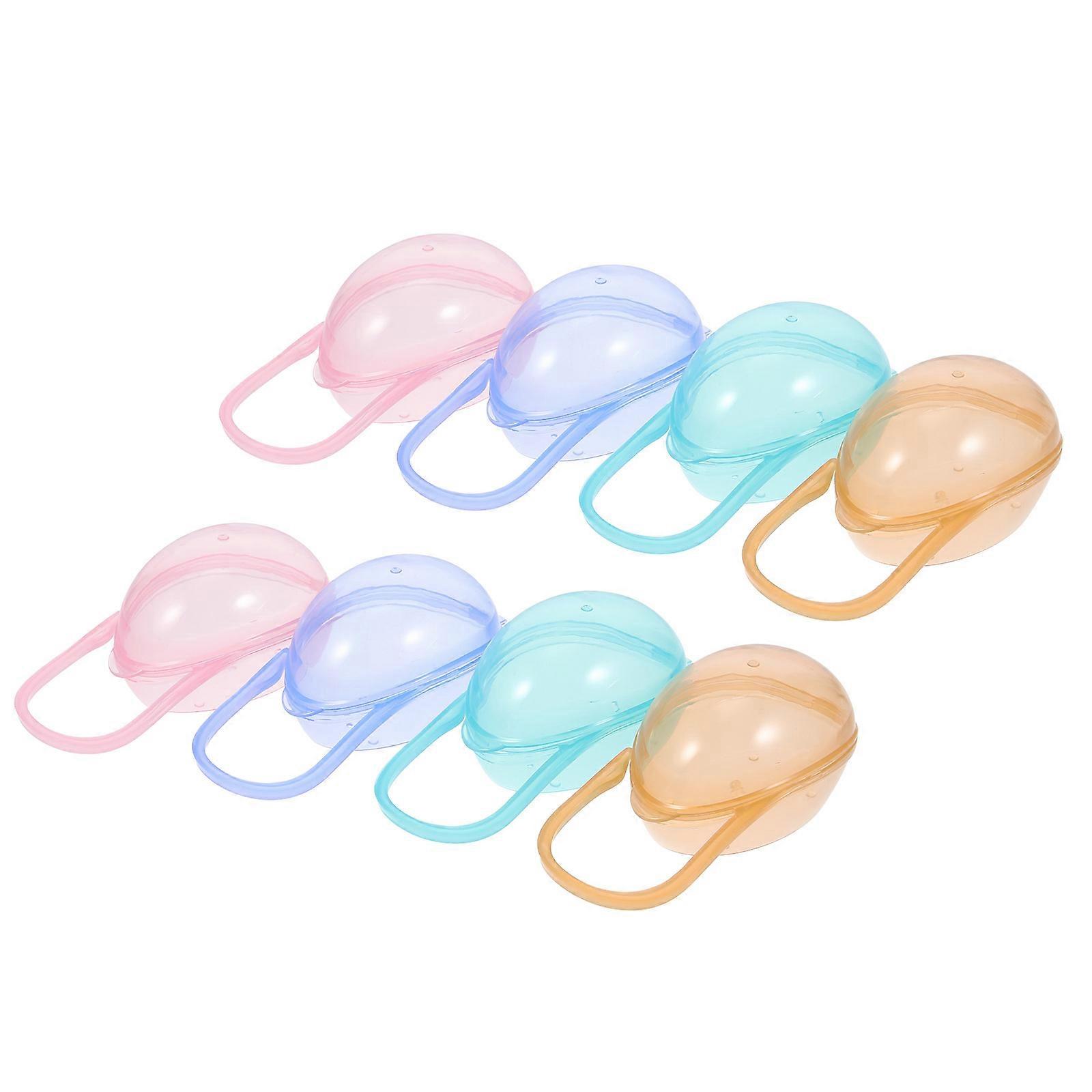 8Pcs Baby Pacifier Case Holder Rectangular Pacifier Storage Containers For Parents Home Use Assorted Color Portable