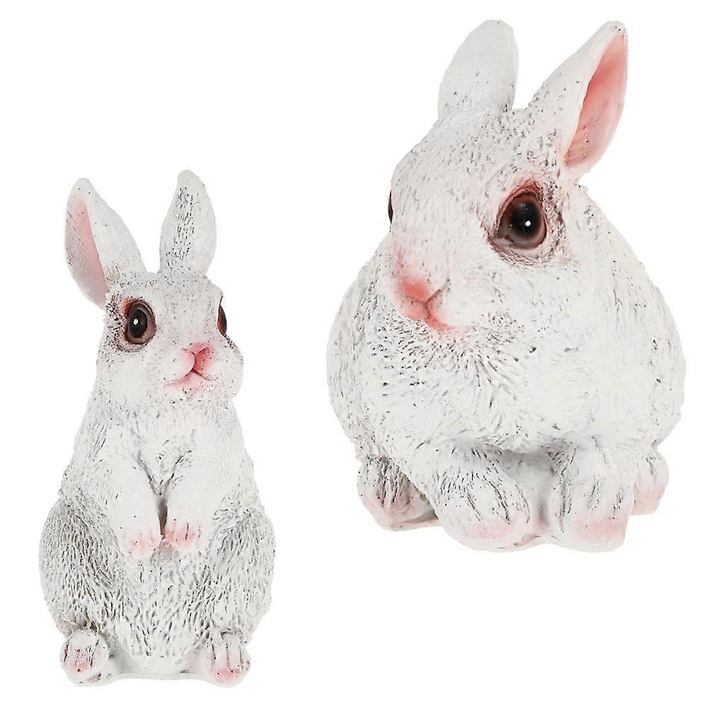 Durable Rabbit Garden Statues 2Pcs Decorative Props For DIY Enthusiasts White