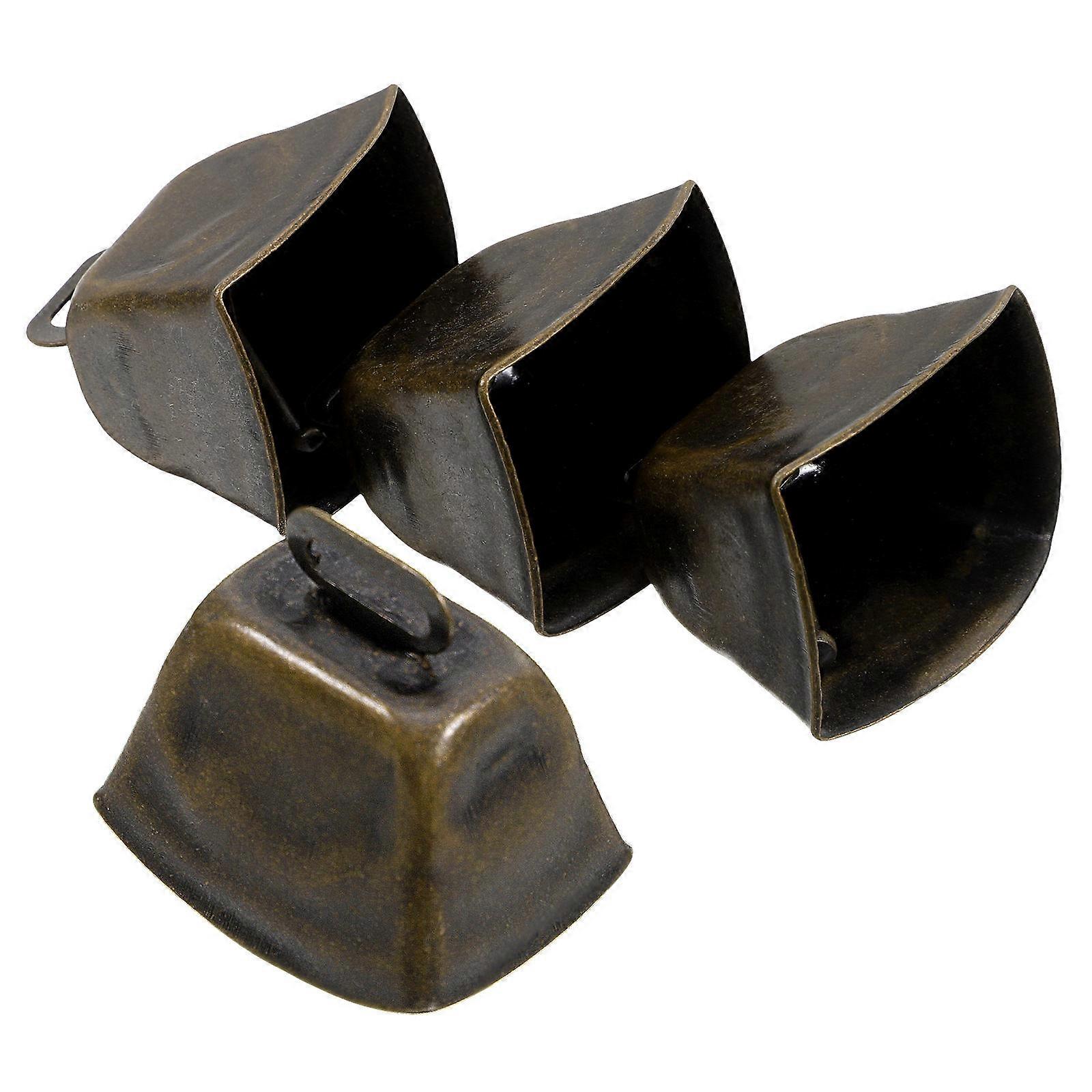 Vintage Iron Cow Bells for Decoration Unique Pendant with Crisp Sound 4 Pieces Mini Size