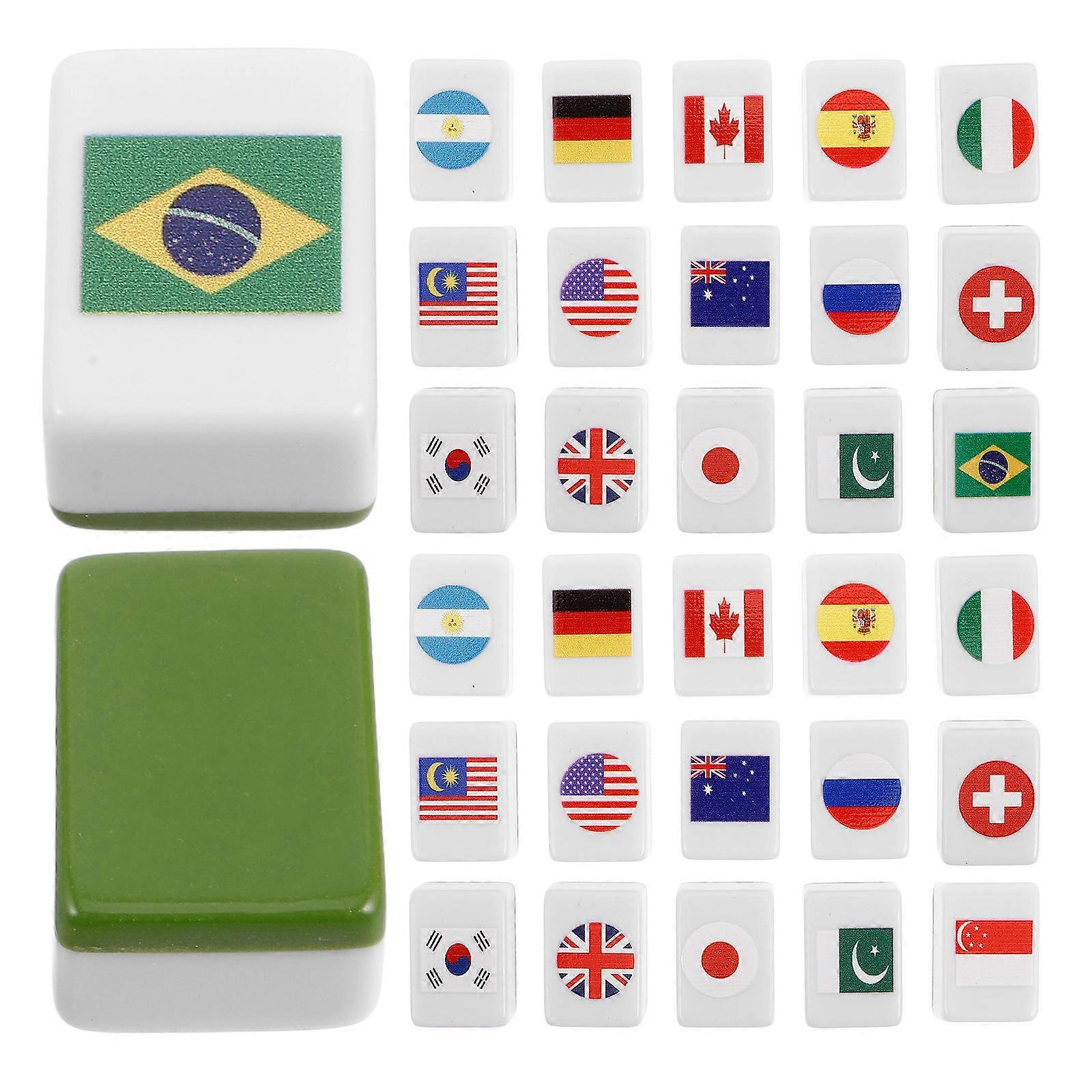 It sounds like you're describing or advertising a **48 piece Mahjong game set** with a **national flag design**, intended for **family parties,