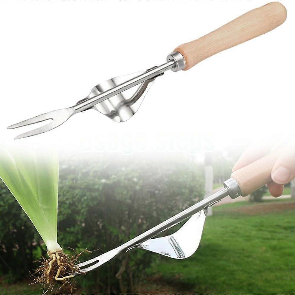 Stainless Steel Weeder with Wooden Handle, Manual Dandelion Puller for Garden and Lawn, Durable Root Weeder Tool 2025