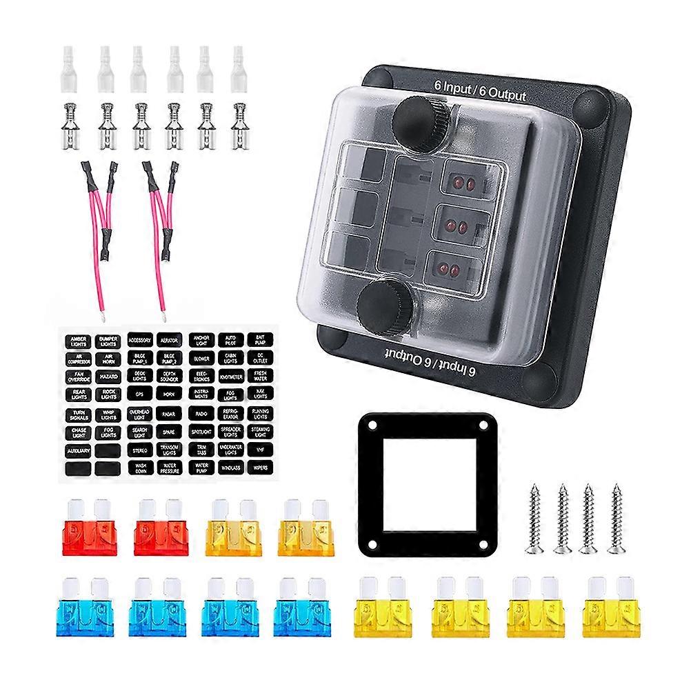 Fuse Block Distribution Box for Off Road, RV, Boat High Temp Resistant Fused Organizer for Automotive Use