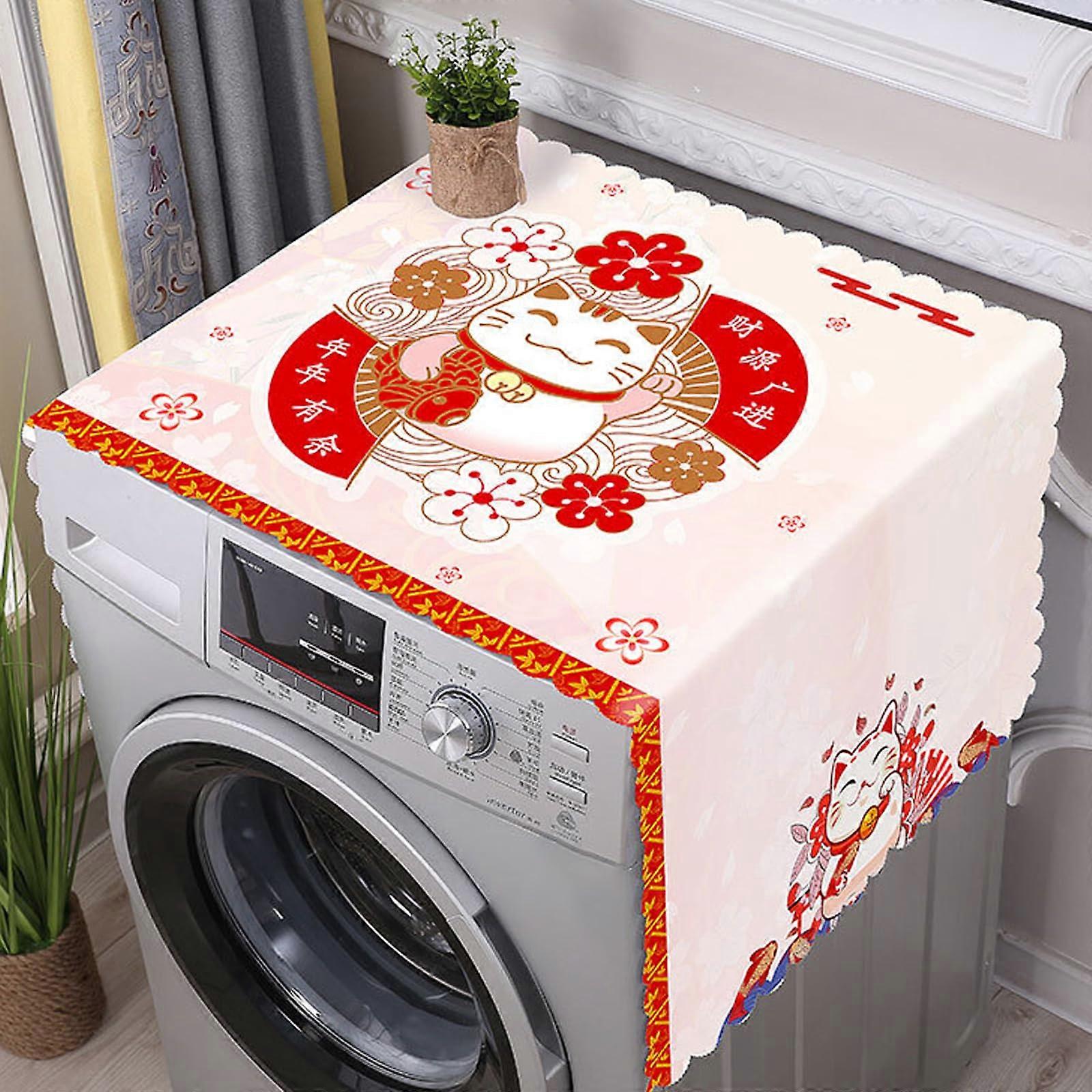 Dust Cover for Washing Machine 65x140cm, Multifunctional Dustproof Cover in Pink, Waterproof for Refrigerator and Washing Machine
