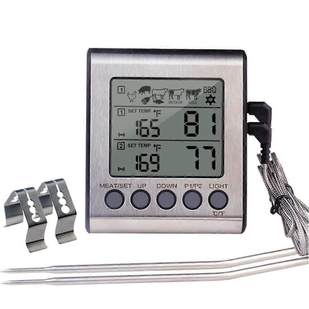 Dual Probes Digital Thermometer for Kitchen with Large LCD Screen, Accurate Grill Cooking Thermometer for Meat and BBQ