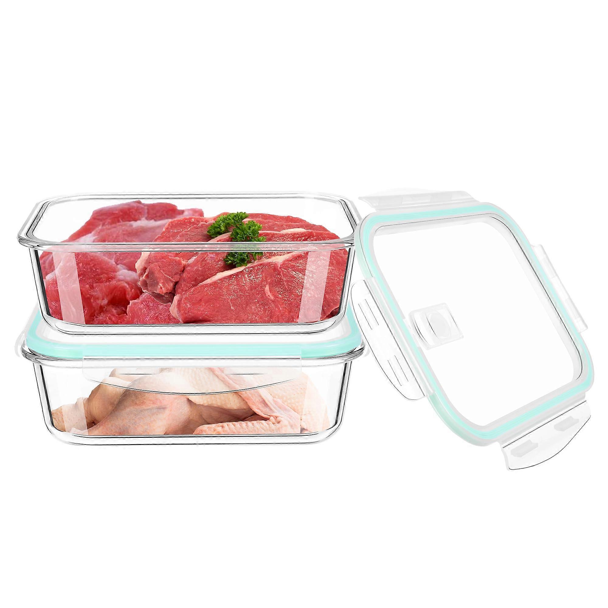 Glass Food Storage Containers With Lids, 640ml, 2-Pack, BPA-Free, Meal Prep, Clip-Lock Lids
