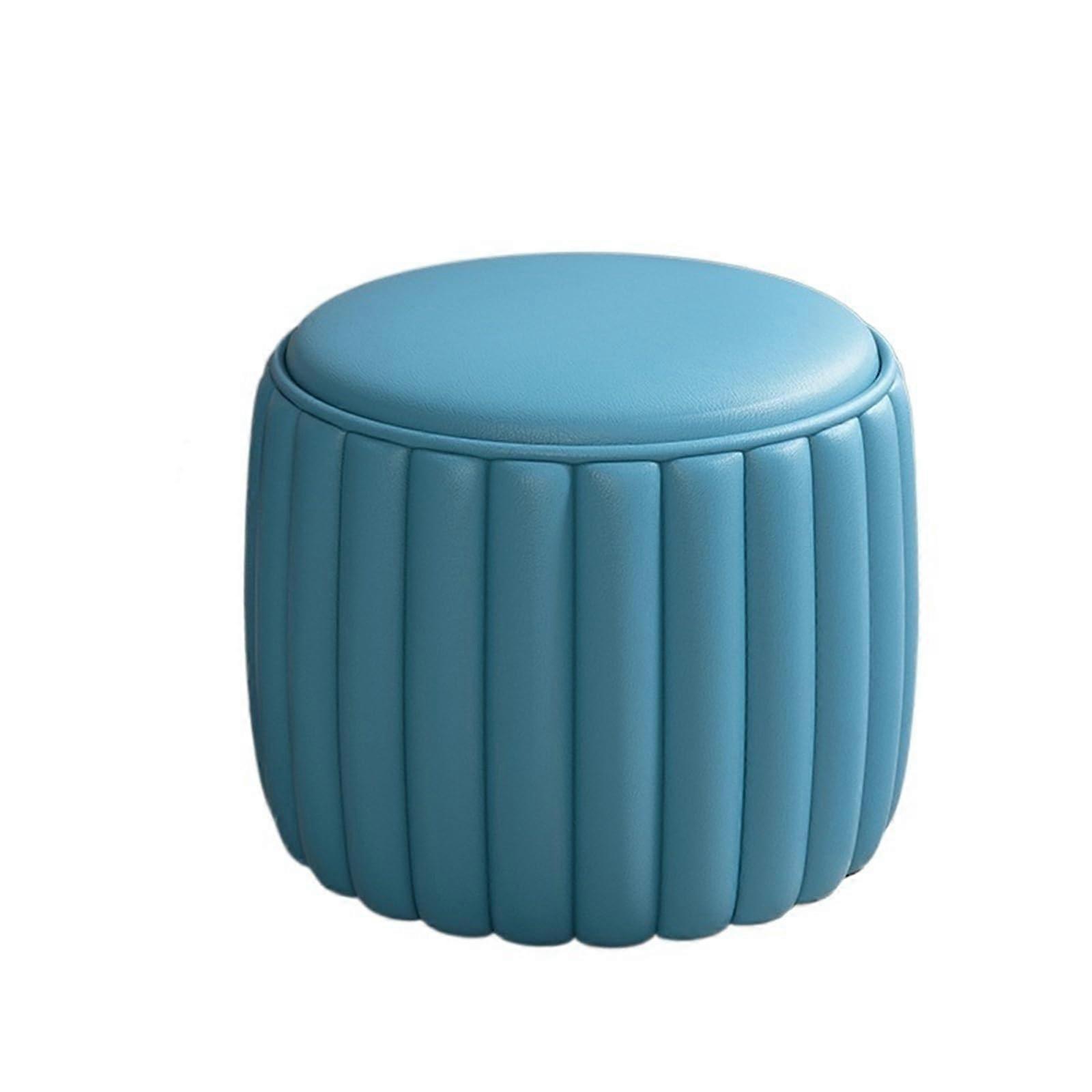 Home grade Living Room Solid Wood Coffee Table Round Stool Simple Shoe Chair(Lightblue) Ref: 9376