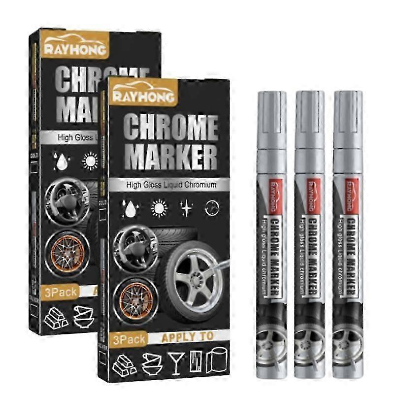 6pcs Metallic Liquid Chrome Mirror Finish Paint Pen Waterproof Art Marker DIY