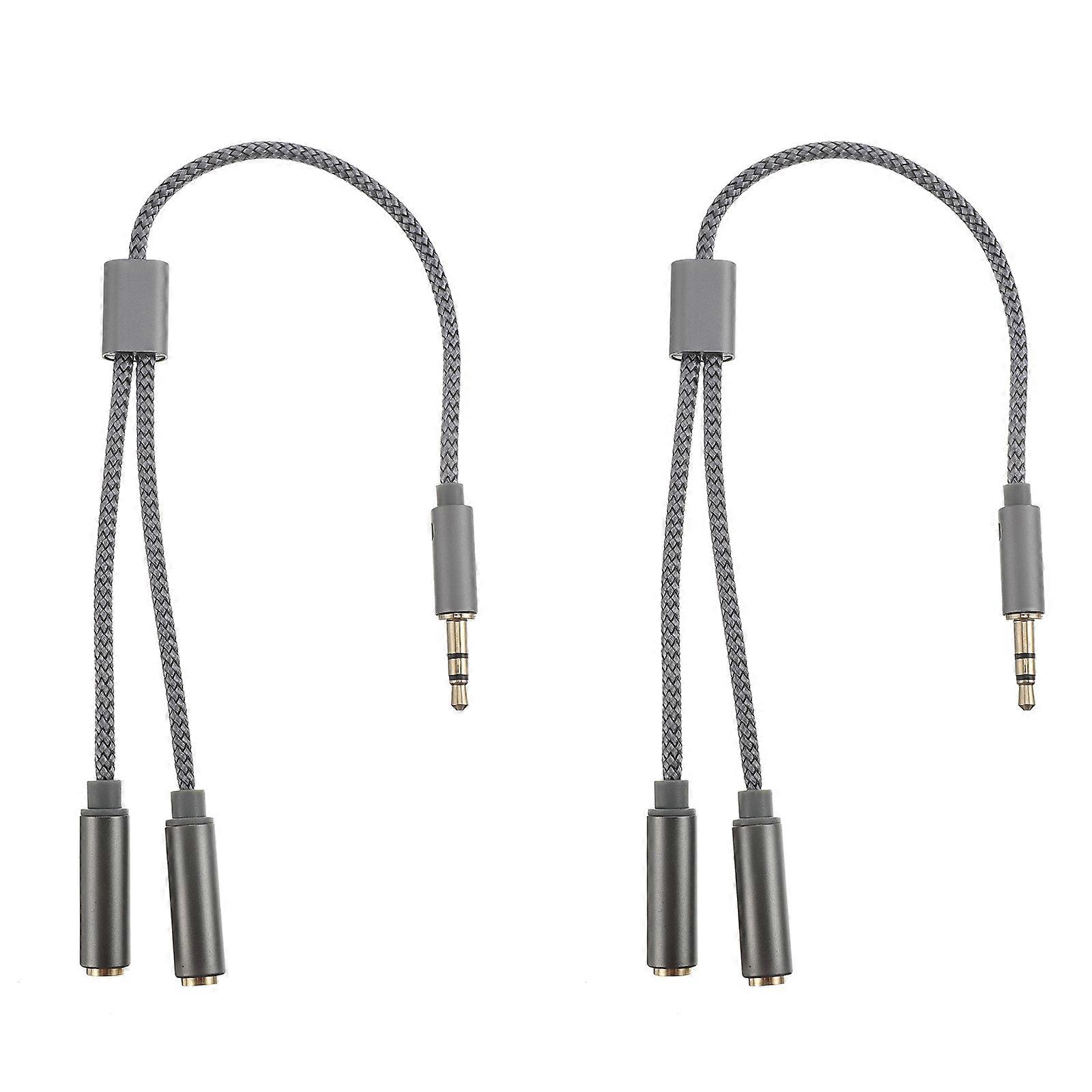 Grey Audio Converter for Computer Use Made of Nylon and Aluminium Shell 3.5mm Dual Connectors