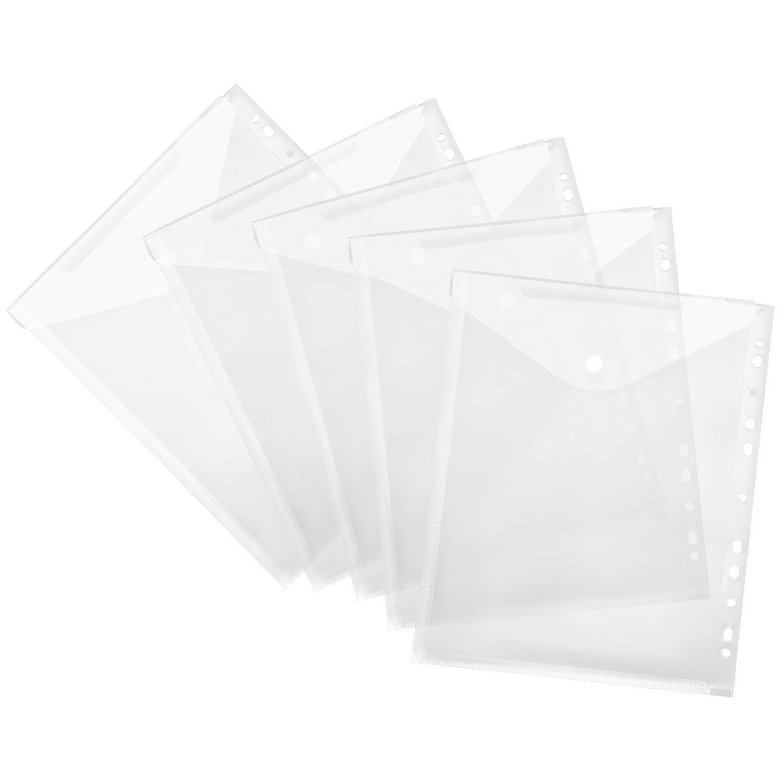 Practical File Protector Plastic File Storage Bags for Professionals Transparent Pp Portable 5Pcs