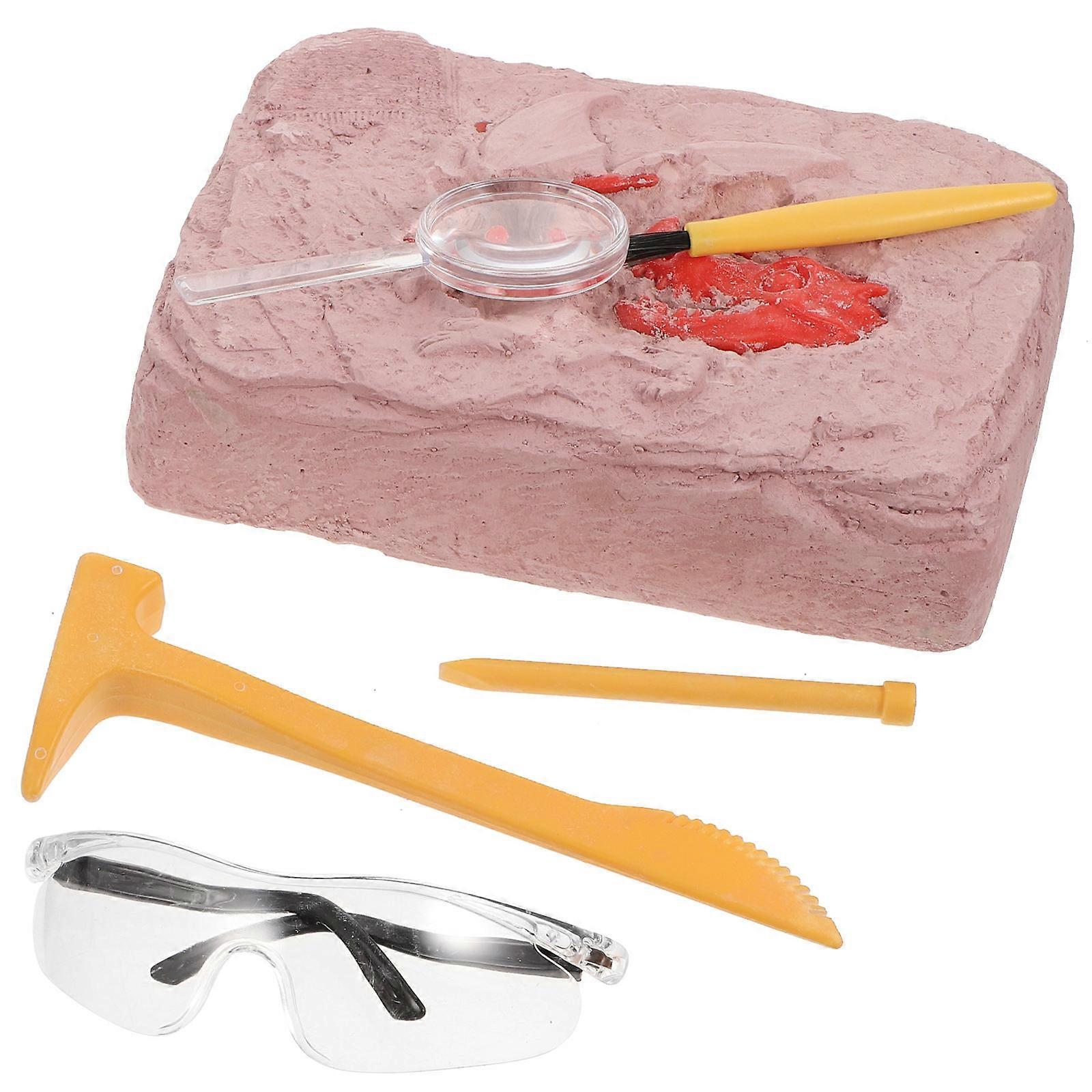 Paleontologist Toys Dinosaur Toy Dinosaur Skeleton Archaeology Exploration Red Plaster Pvc Assembly 1 Set