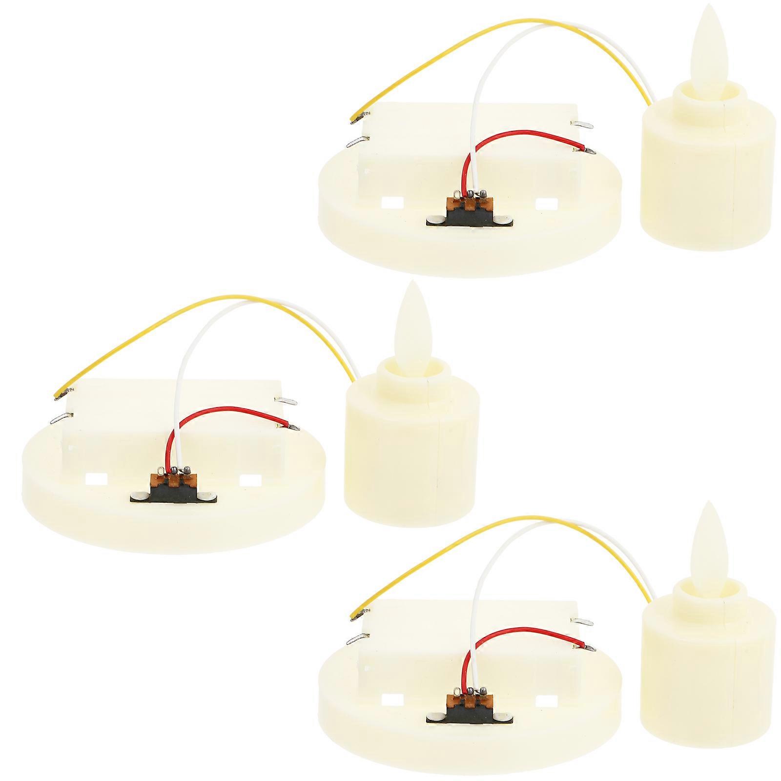 Flameless Candles Moving Wick Candle Shape Lamp Accessories Beige Plastic for Swing Design 3Pack