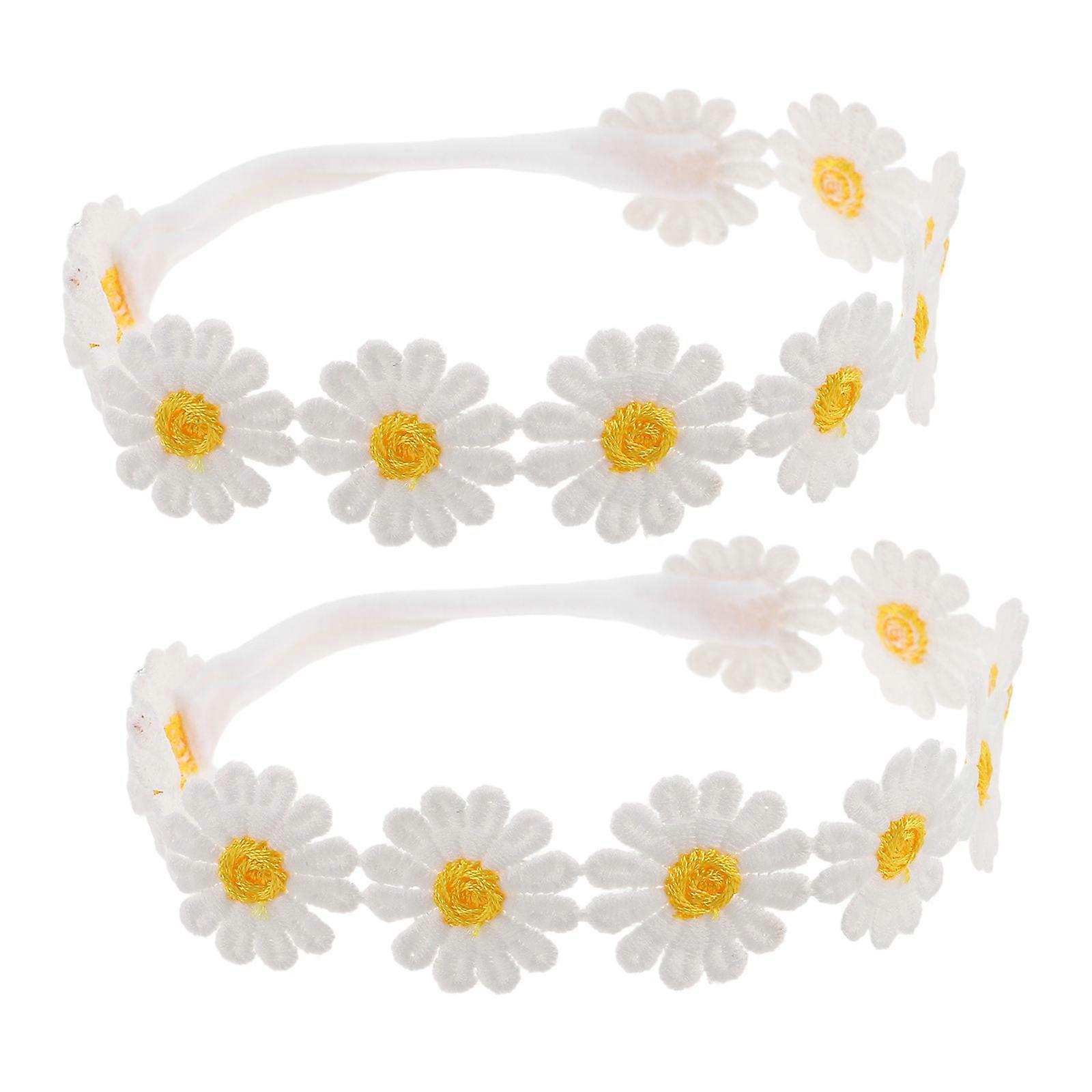 Multi Color Sunflower Headband for Women's Elastic Fabric Hair Accessories Boho Style for Home Use 2pcs