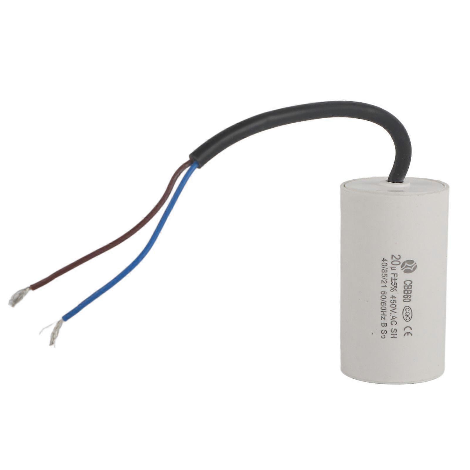CBB60 Motor Starting Capacitor 450V 20uF Microfarad Capacitor with Wire Lead