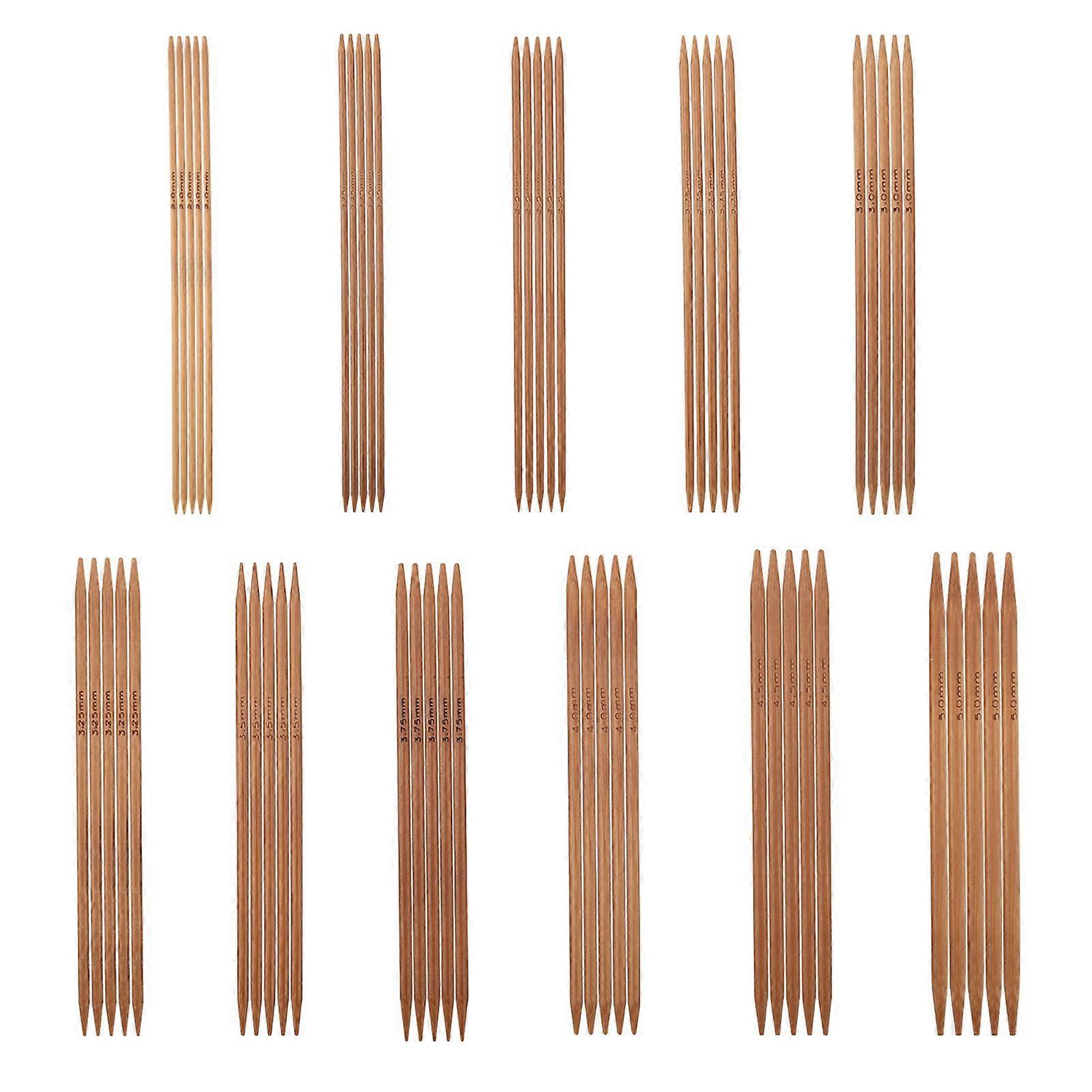 Set of 11 Bamboo Double Pointed Knitting Needles Set 11 Sizes (5.1in/13cm)
