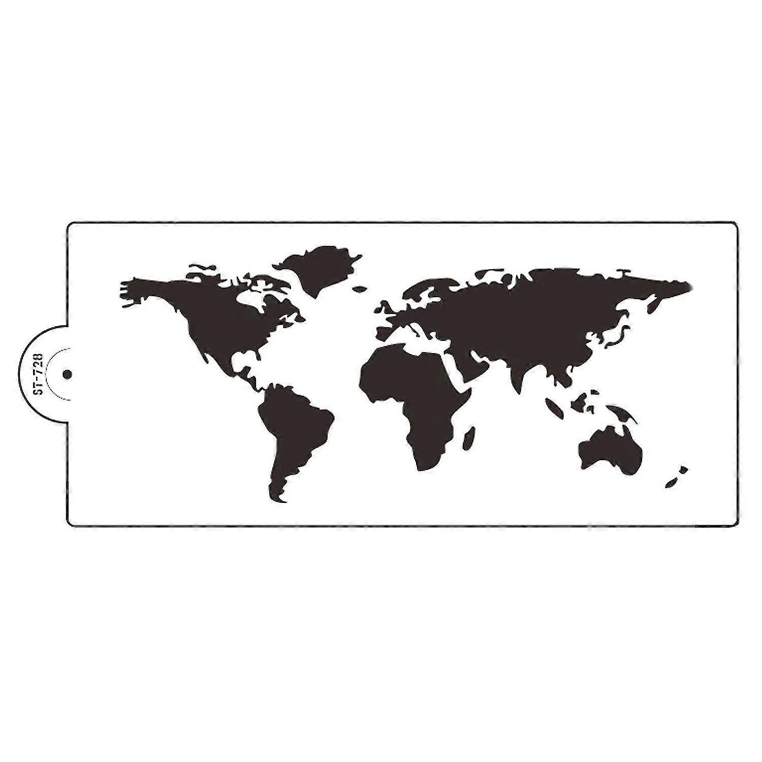 Cake Stencil World Map Pattern Bakeware Pet Cookies Fondant Cutting...