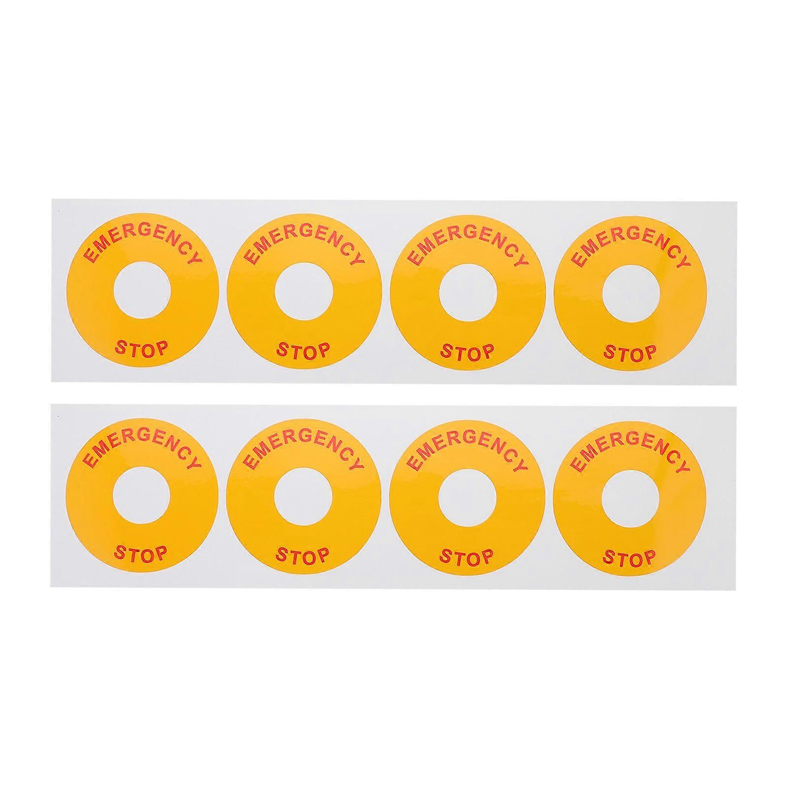 8pcs Emergency Stop Warning Label Sticker Warning Emergency Stop Sign Decal