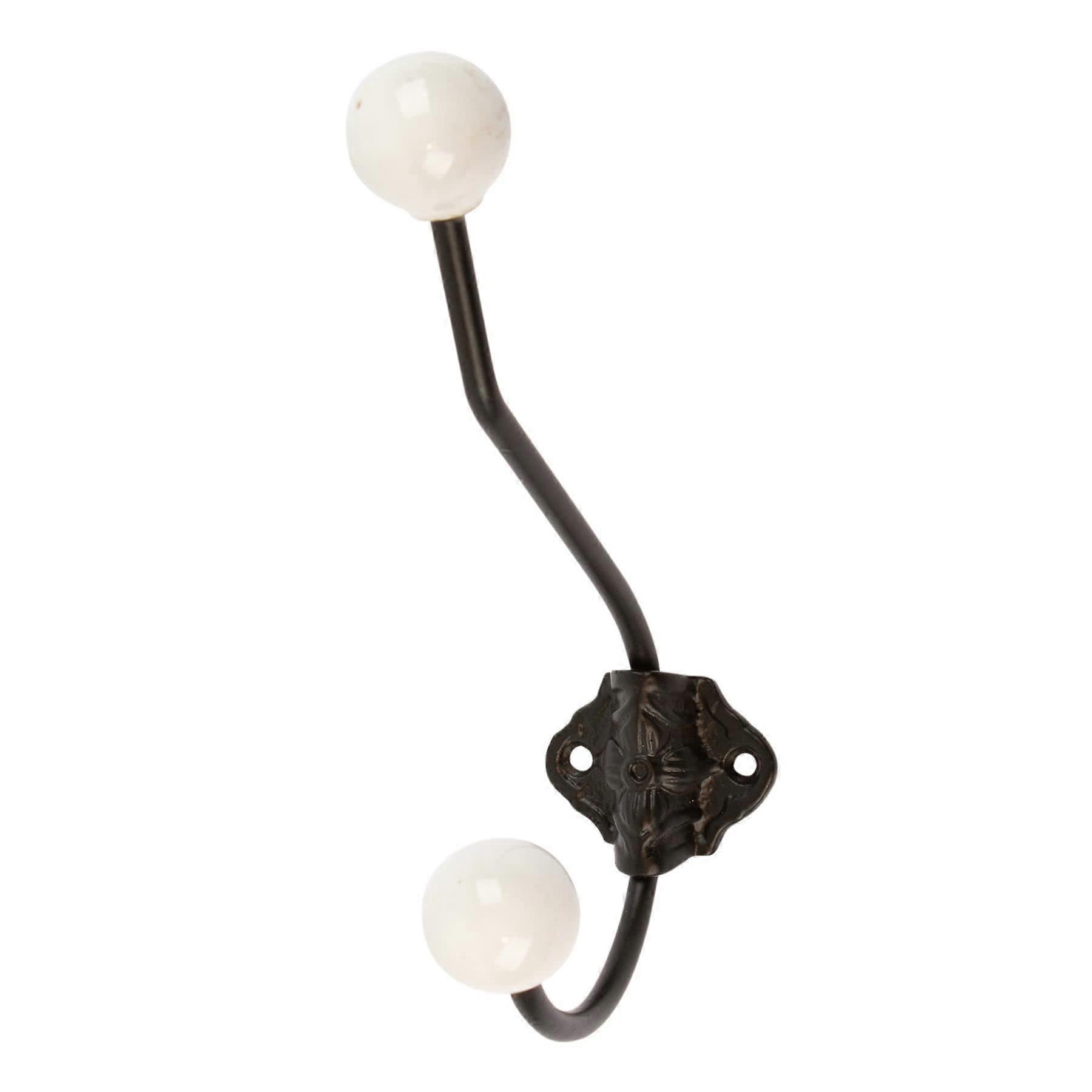 Ceramic Ball Hat  Coat Hook W50mm x H180mm White WallMount