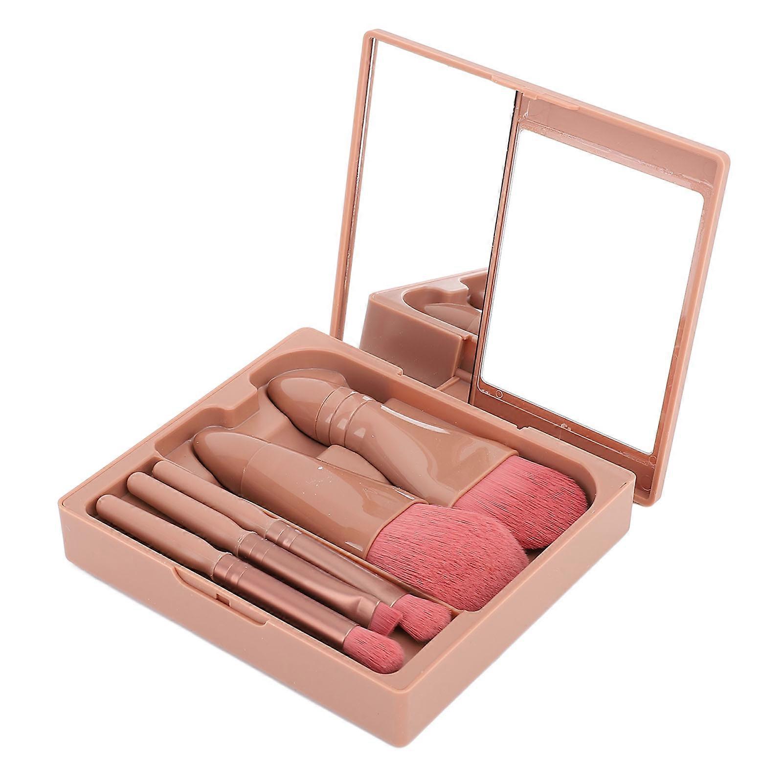 5Pcs Pink Makeup Brush Set Soft Synthetic Bristles Portable