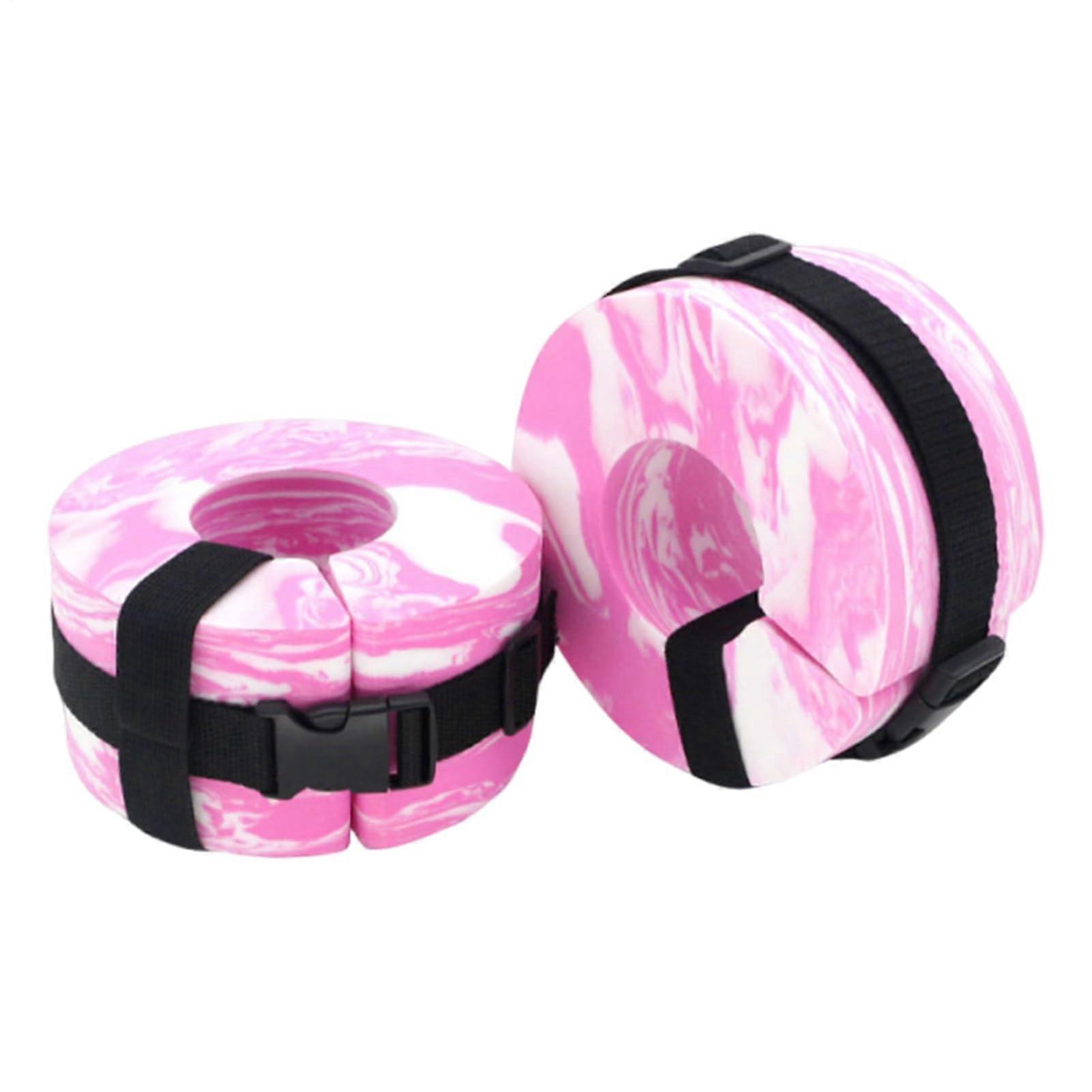 Water Aerobics Ankle Weights, Adjustable Pool Exercise Weights For Ankles And Arms, Floating Ring Cuffs, Pink White