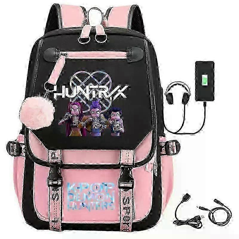 K-Pop Demon Hunters Anime School Backpack Cute Cartoon Print Bag for Students