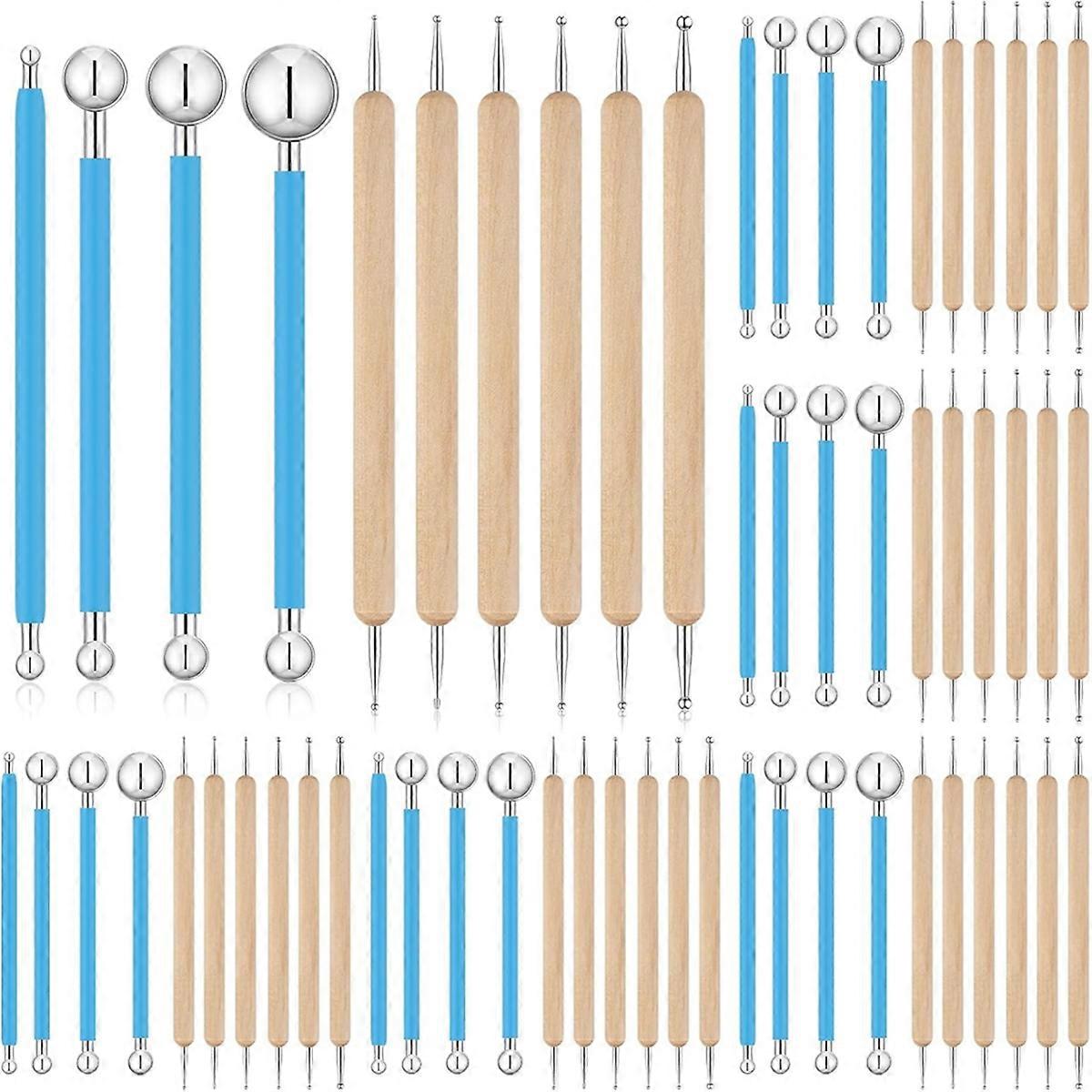 6 Sets Dot Painting Tools 60 Pcs Clay Pottery Modeling Tools Embossing Tools Ceramic Clay Dotting Tools for Painting