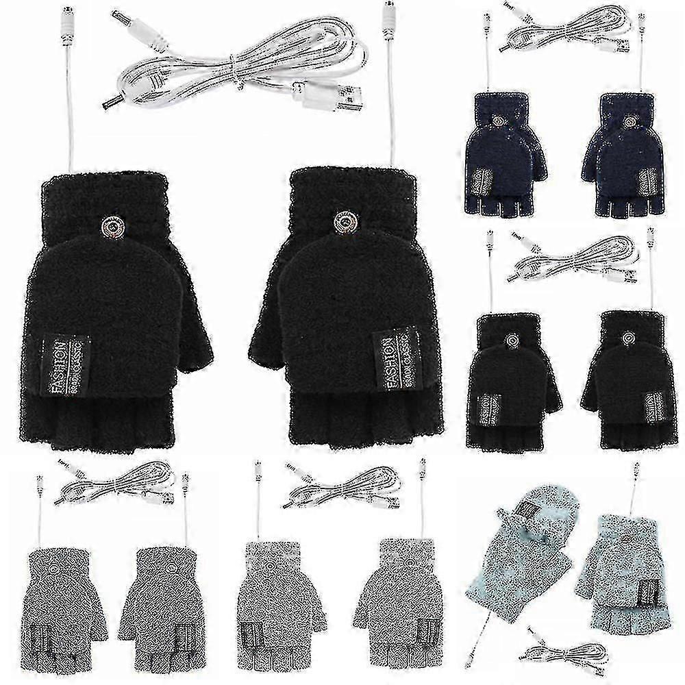 Winter Usb Electric Heated Mitten Rechargeable Gloves Full & Half Finger Warmer