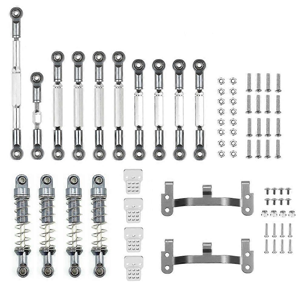 Metal Steering Link Rod Pull Rod Mounts Shock Absorbers Set for C14 C24 C24-1 1/16 RC Car Upgrade P
