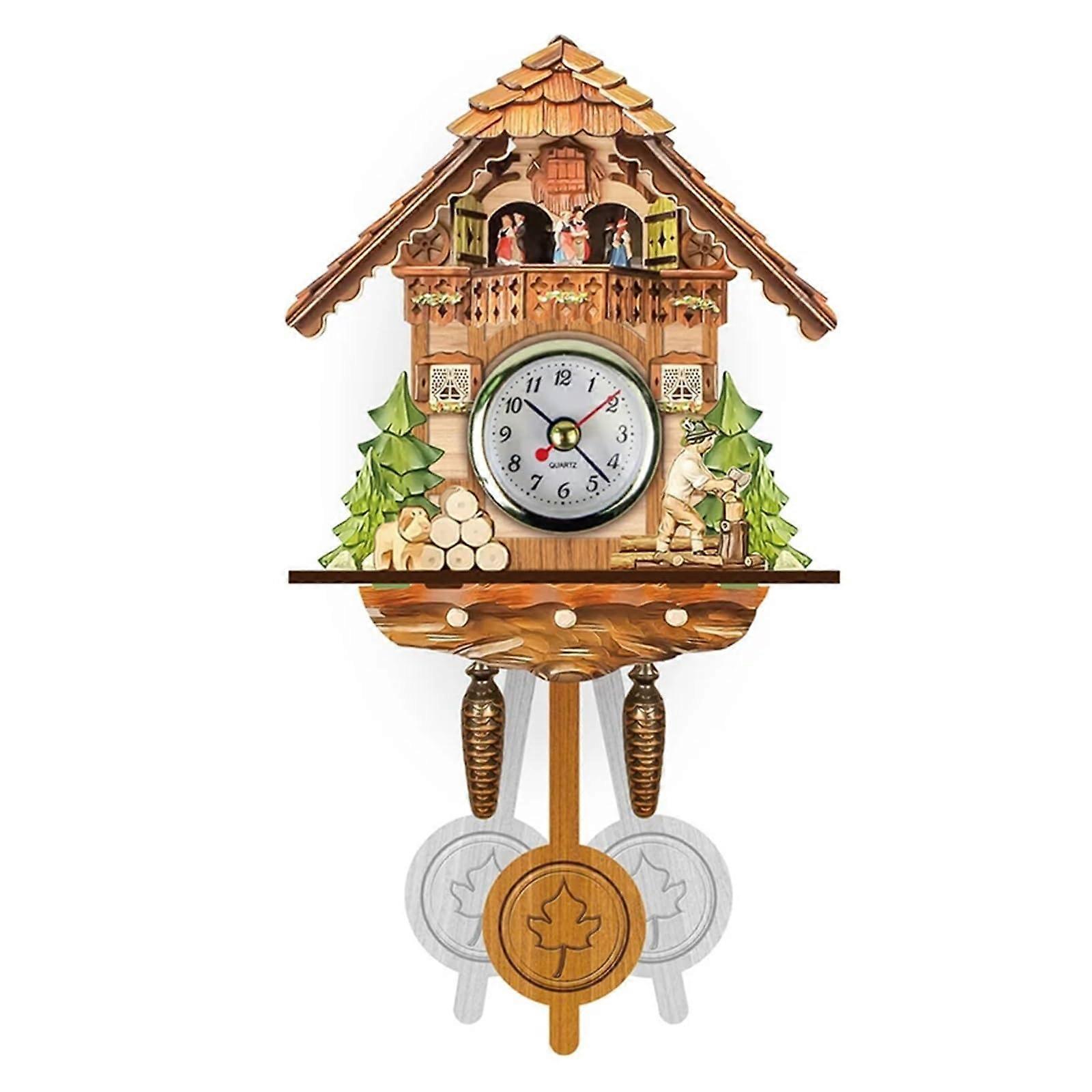 Cuckoo Clocks Wooden Cuckoo Wall Clock For Living Room Pendulum Swinging Bird CM003 Small Size Alarm Clock