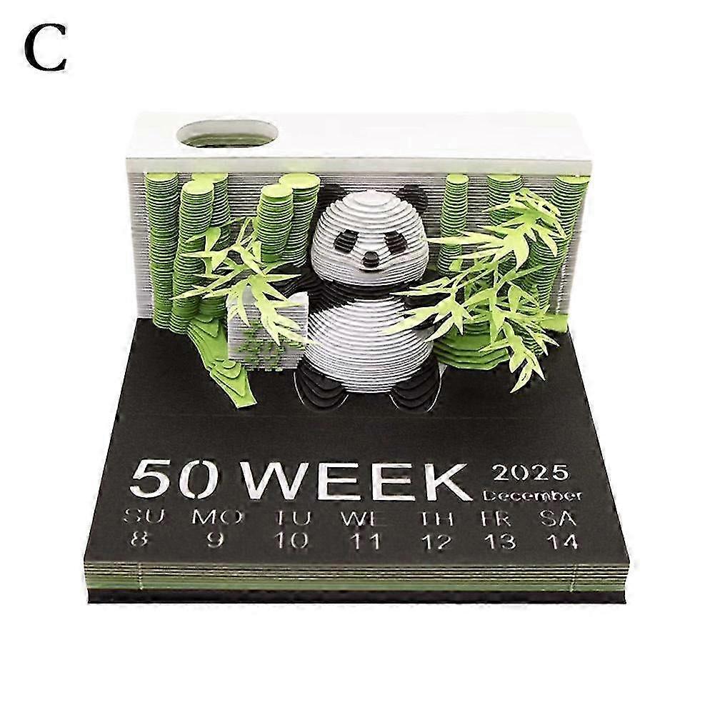 2025 3D Panda Notepad 2025 Weekly Calendar Sticky Notes Creative Desktop Note Gift